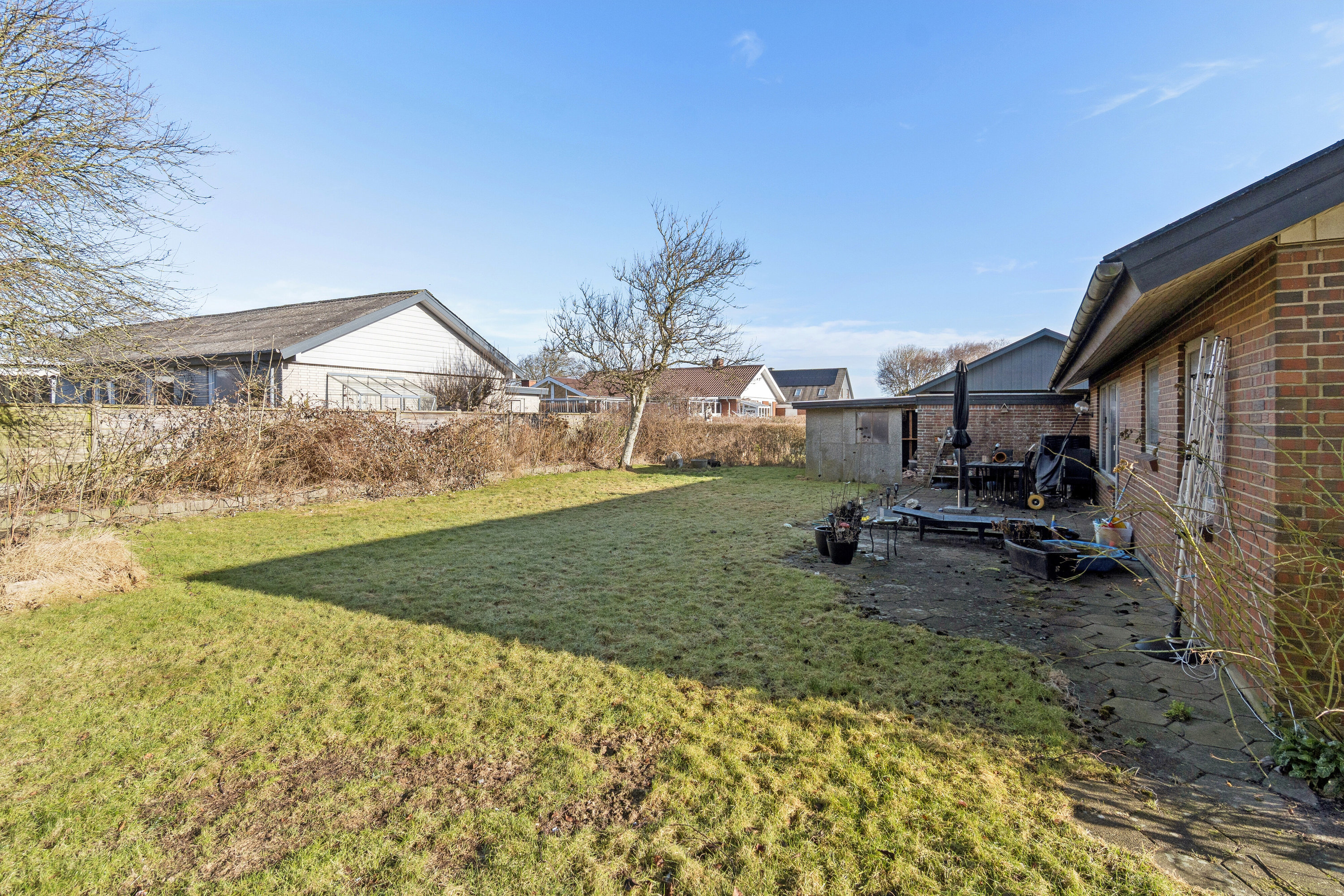 Fremhævet set fra haven billede i fuldskærmstilstand. Billede af Svinget 7, Koldby, 7752 Snedsted