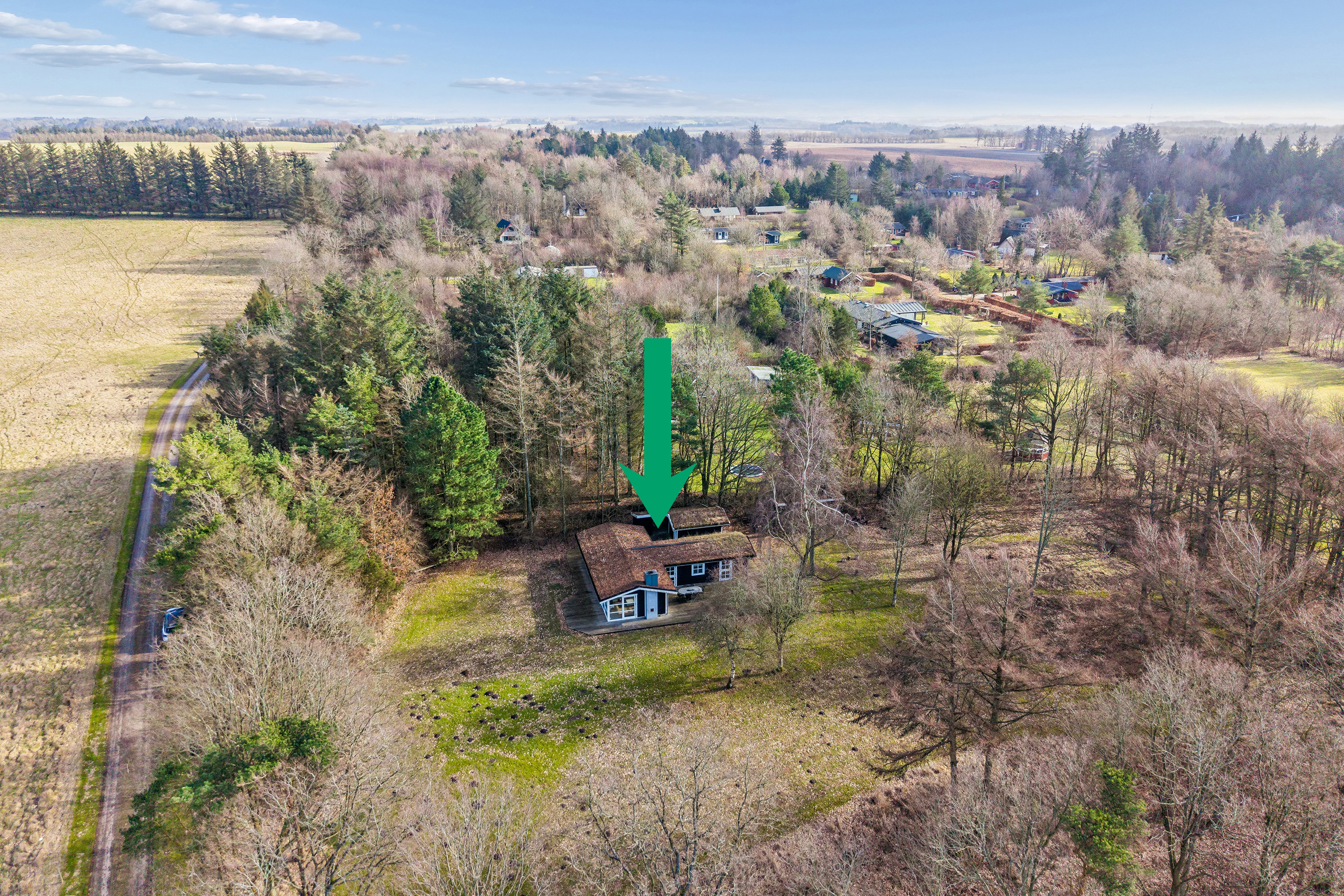Fremhævet luftfoto billede i fuldskærmstilstand. Billede af Bjørnshøjevej 4, Vile, 7870 Roslev