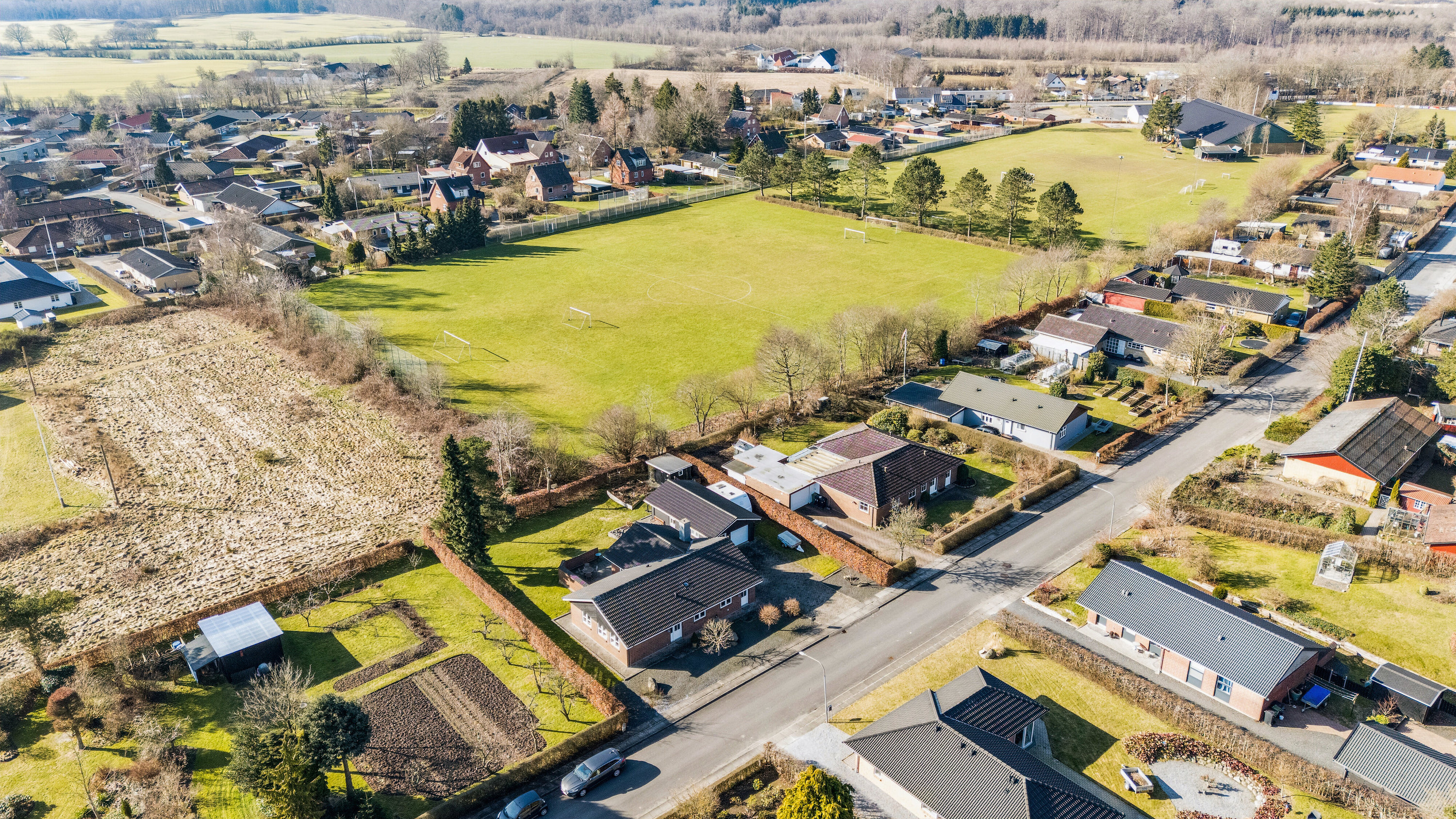 Fremhævet luftfoto billede i fuldskærmstilstand. Billede af Muskatvænget 9, 5772 Kværndrup