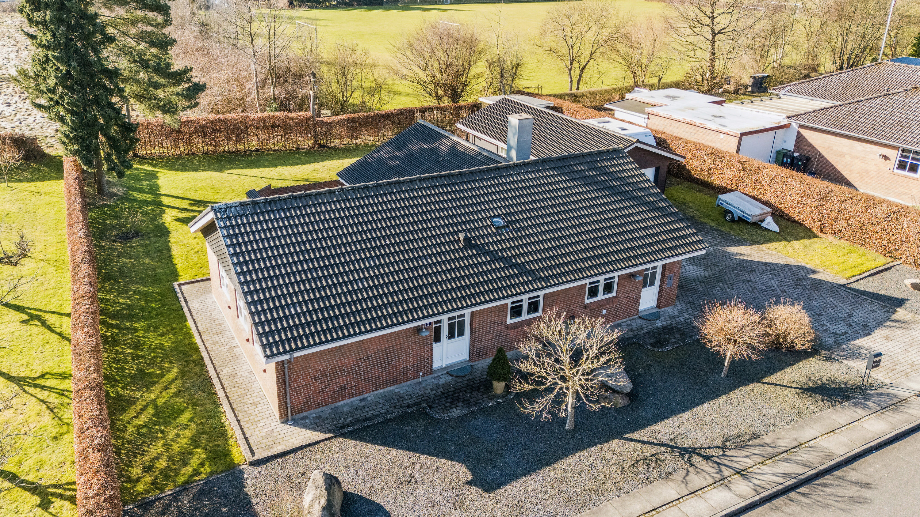 Fremhævet luftfoto billede i fuldskærmstilstand. Billede af Muskatvænget 9, 5772 Kværndrup