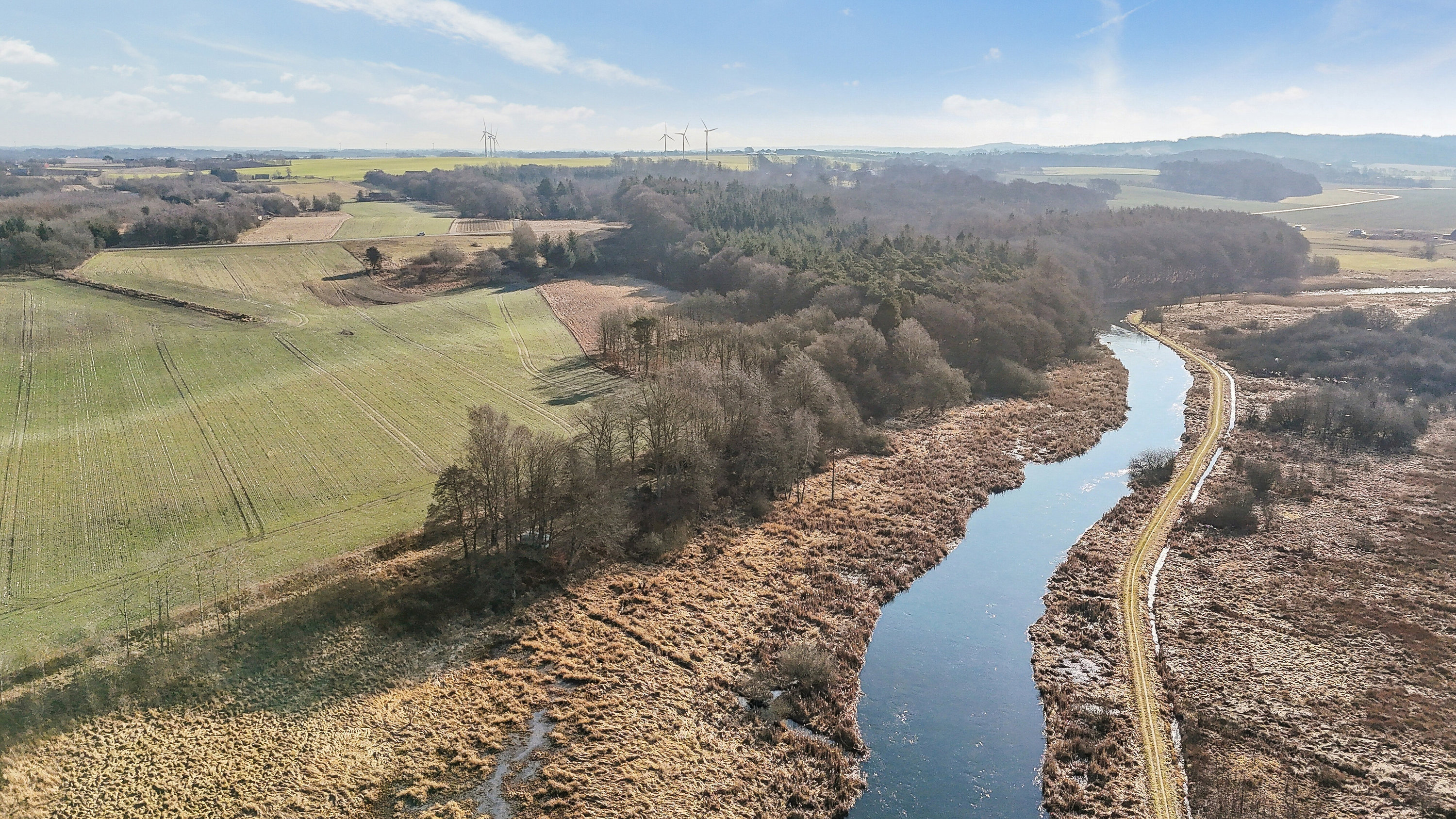Fremhævet luftfoto billede i fuldskærmstilstand. Billede af Sørkelvej 44B, Truust, 8882 Fårvang