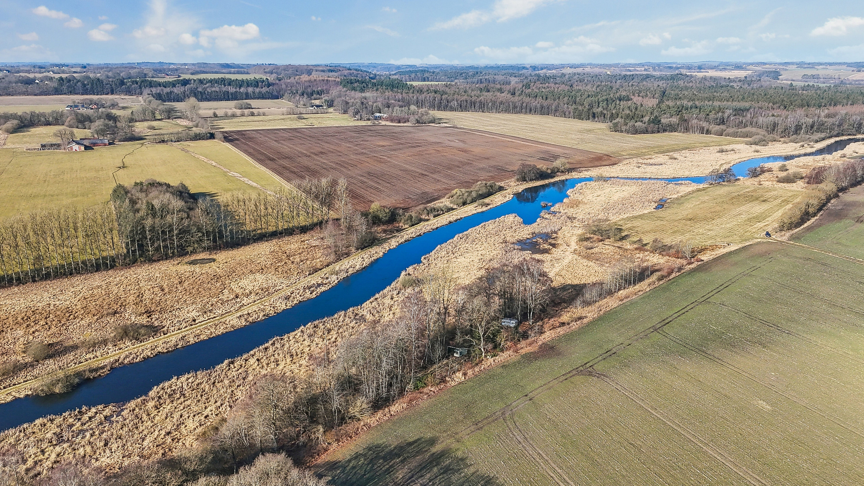 Fremhævet luftfoto billede i fuldskærmstilstand. Billede af Sørkelvej 44B, Truust, 8882 Fårvang