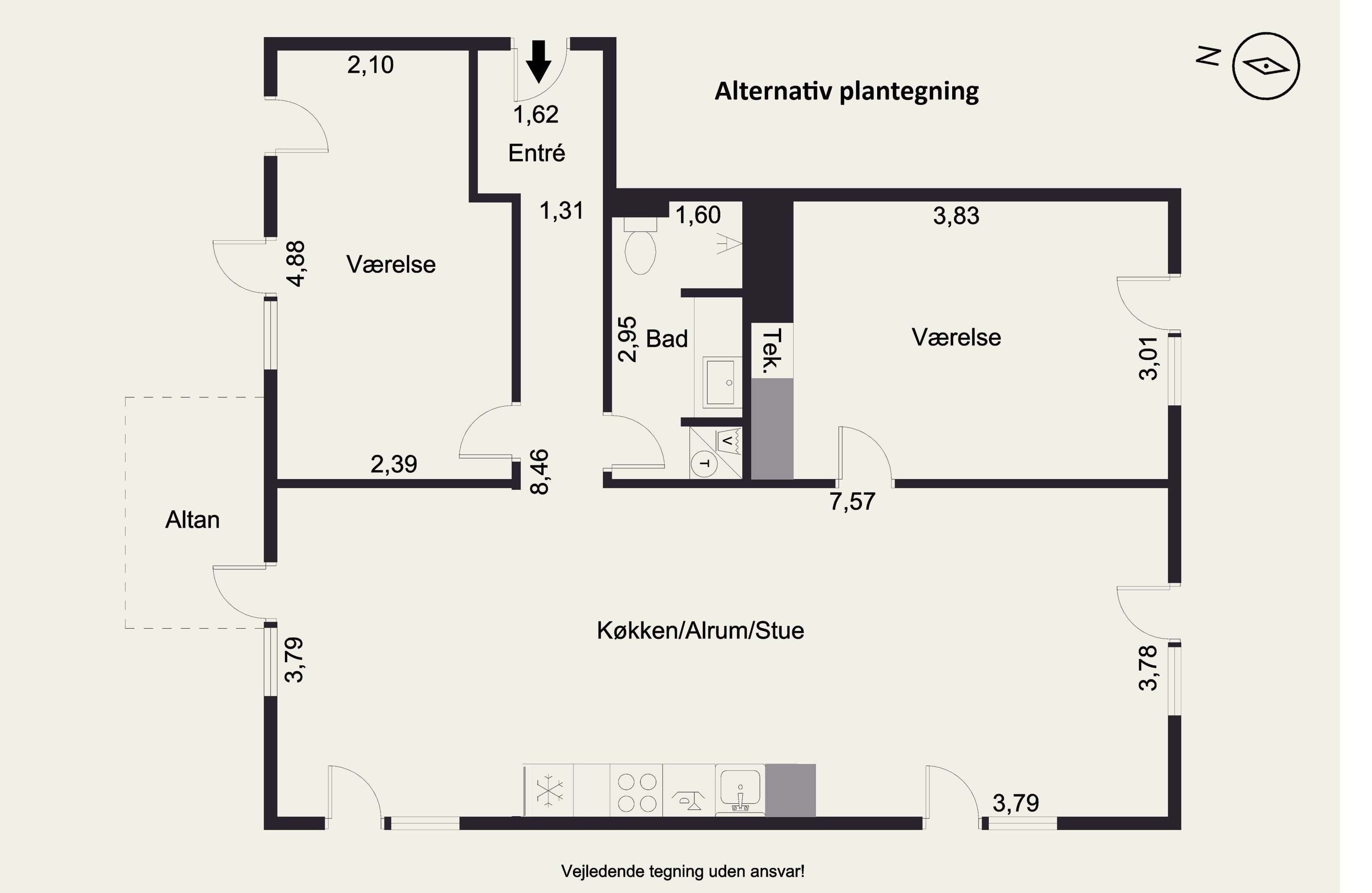Plantegninger billede af Kjeld Tolstrups Gade 16, 2. th., 8000 Aarhus C