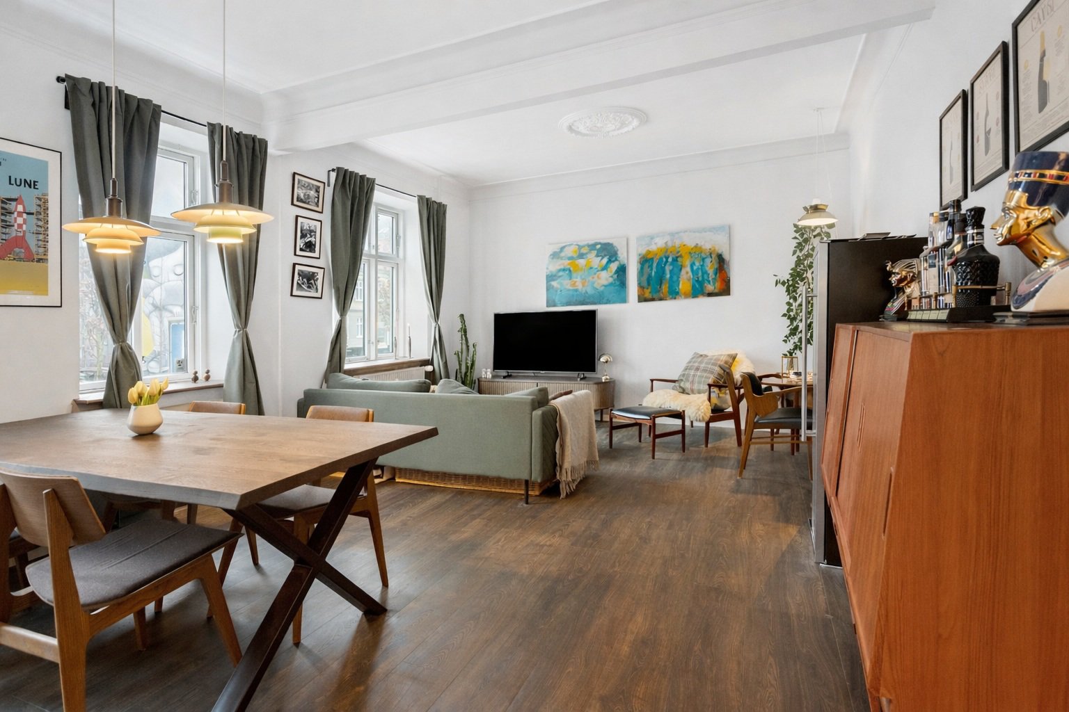 Fremhævet stue billede i fuldskærmstilstand. Billede af Østerbro 48, st.. tv., 9000 Aalborg