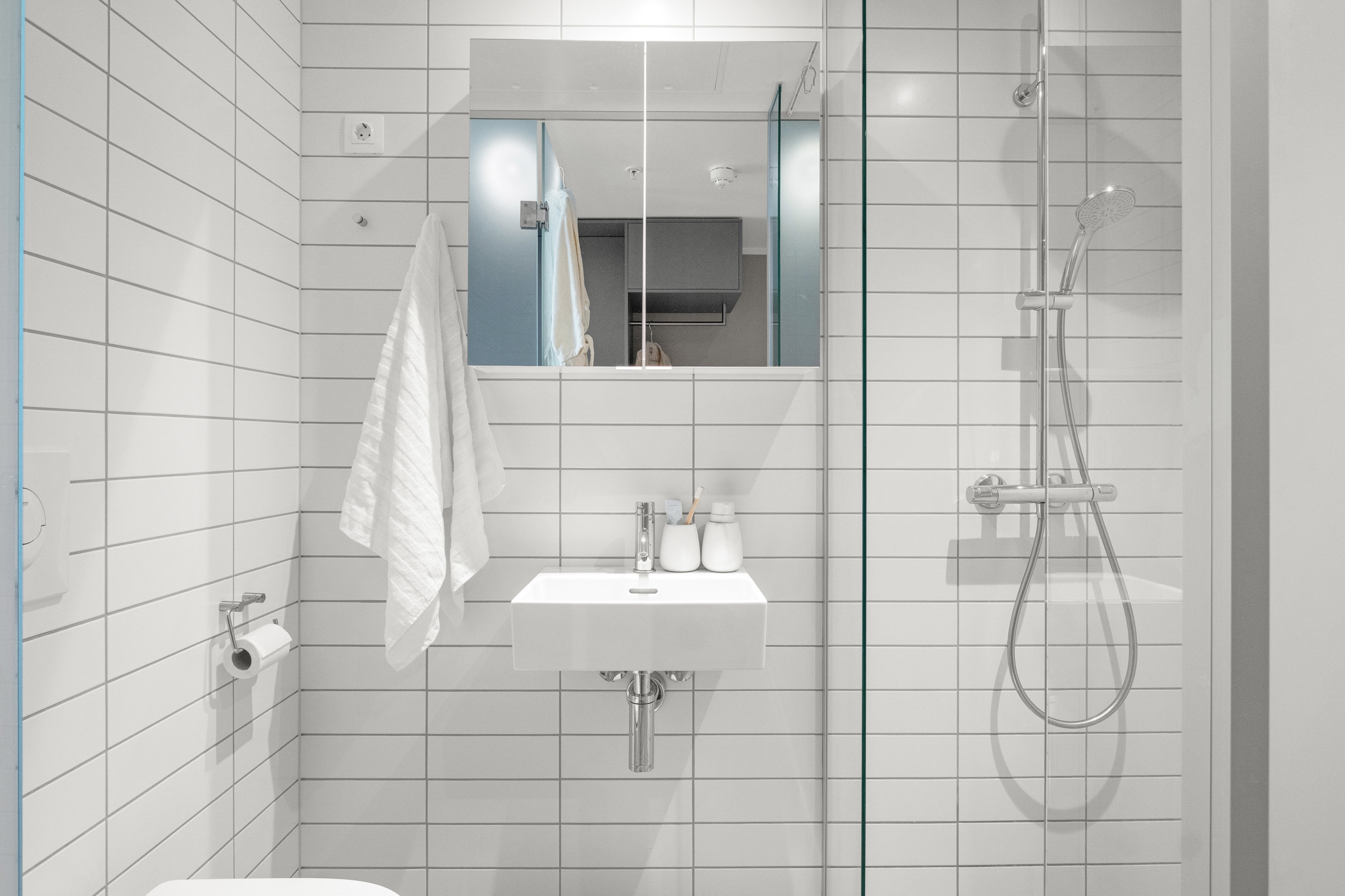 Fremhævet badeværelse billede i fuldskærmstilstand. Billede af Gøteborg Allé 6, 1. 8., 8200 Aarhus N