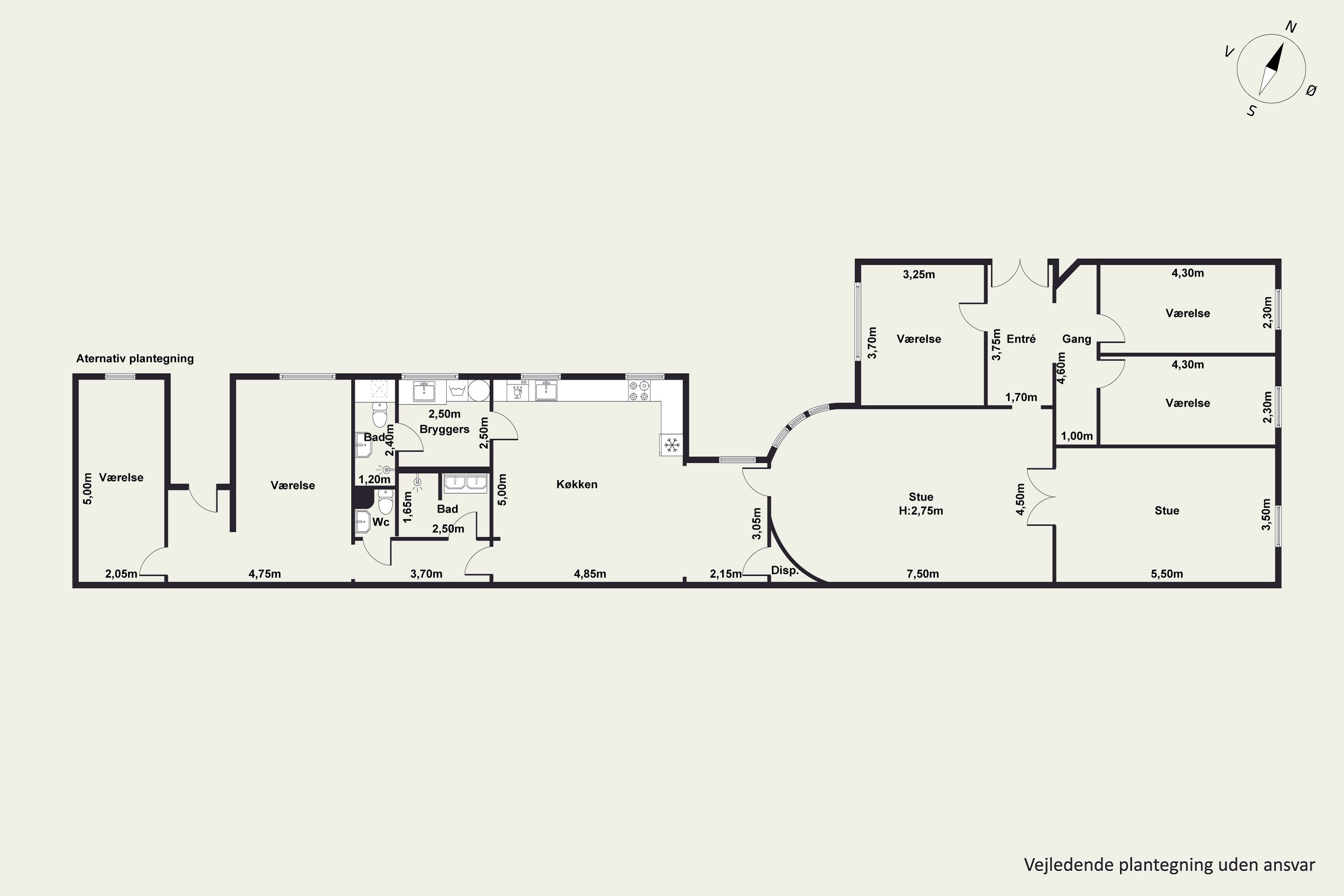 Plantegninger billede af Rosenvængets Sideallé 3, 4. th., 2100 København Ø
