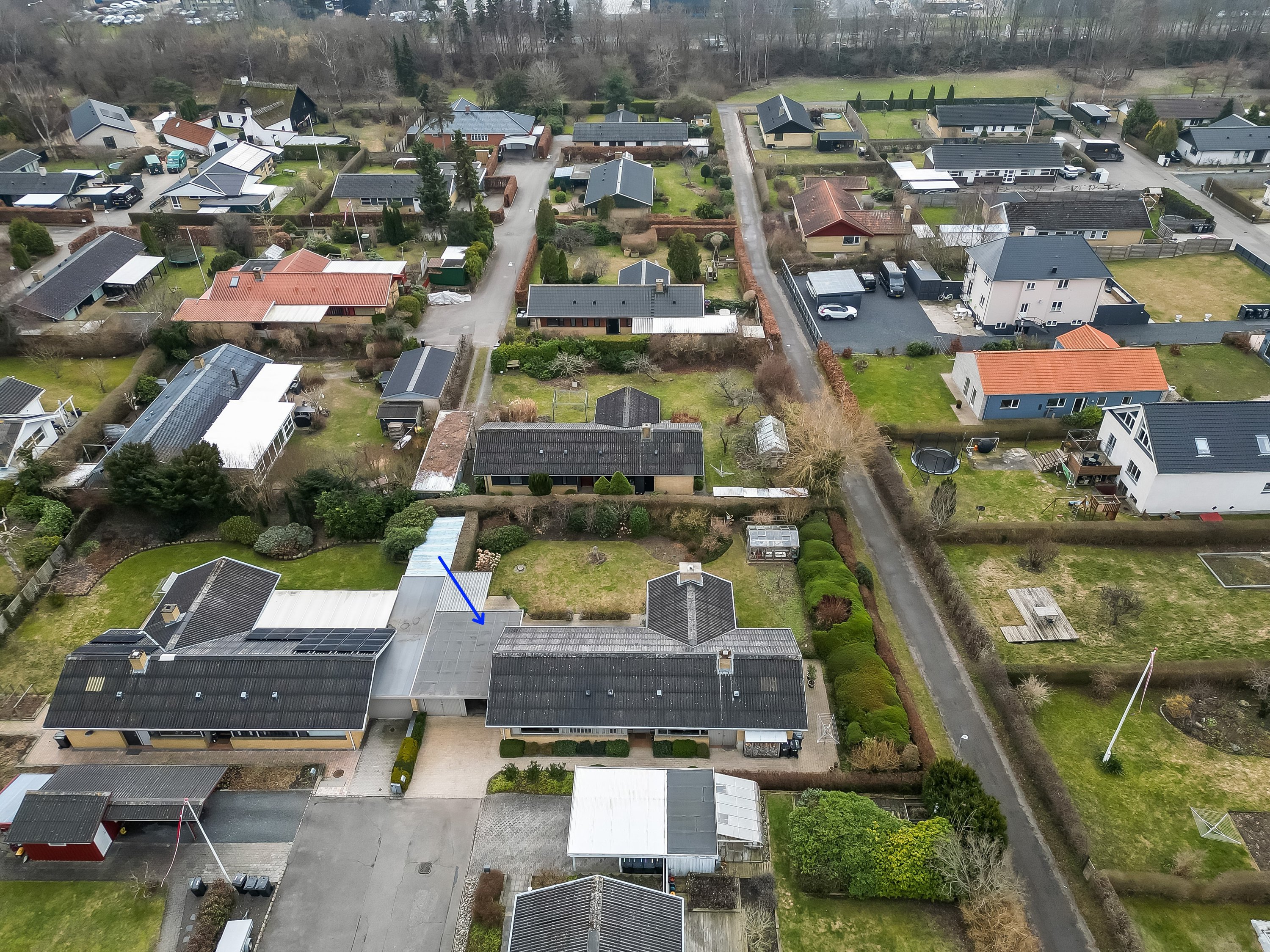 Fremhævet luftfoto billede i fuldskærmstilstand. Billede af Kingosvej 21, 3400 Hillerød