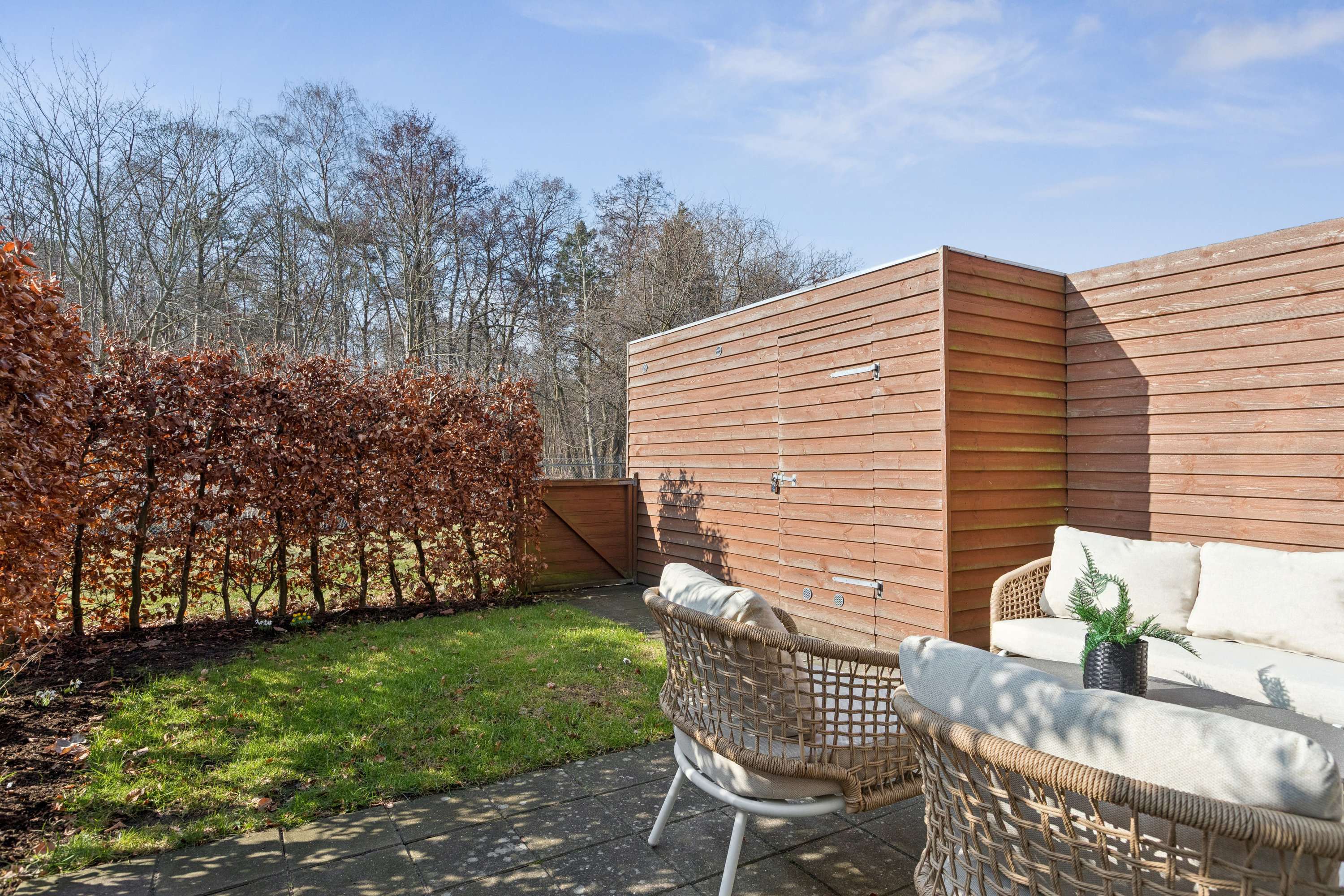 Fremhævet terrasse billede i fuldskærmstilstand. Billede af Strandhaven 151, 2665 Vallensbæk Strand