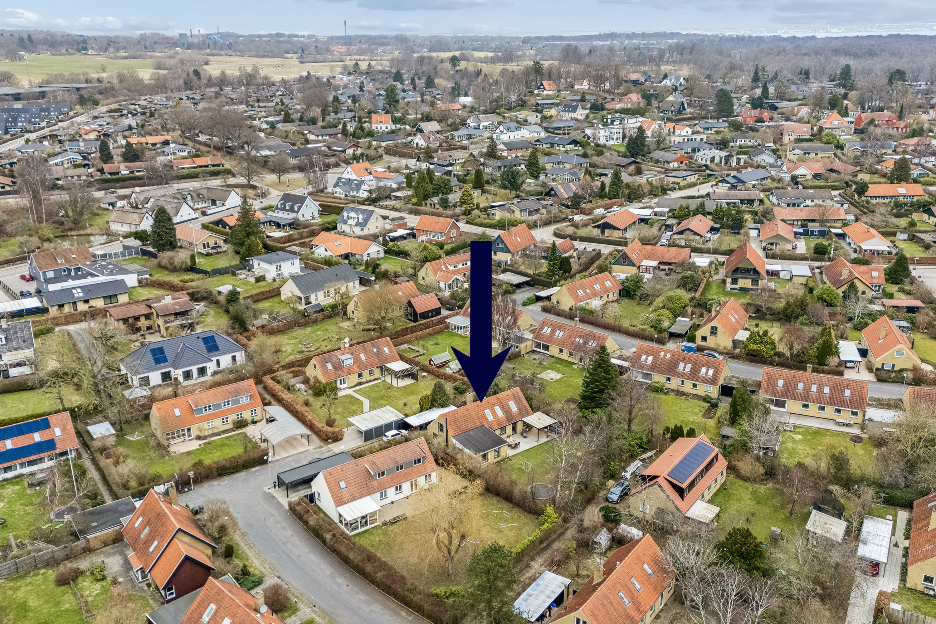 Fremhævet luftfoto billede i fuldskærmstilstand. Billede af Bygmarken 12, Mørdrup, 3060 Espergærde