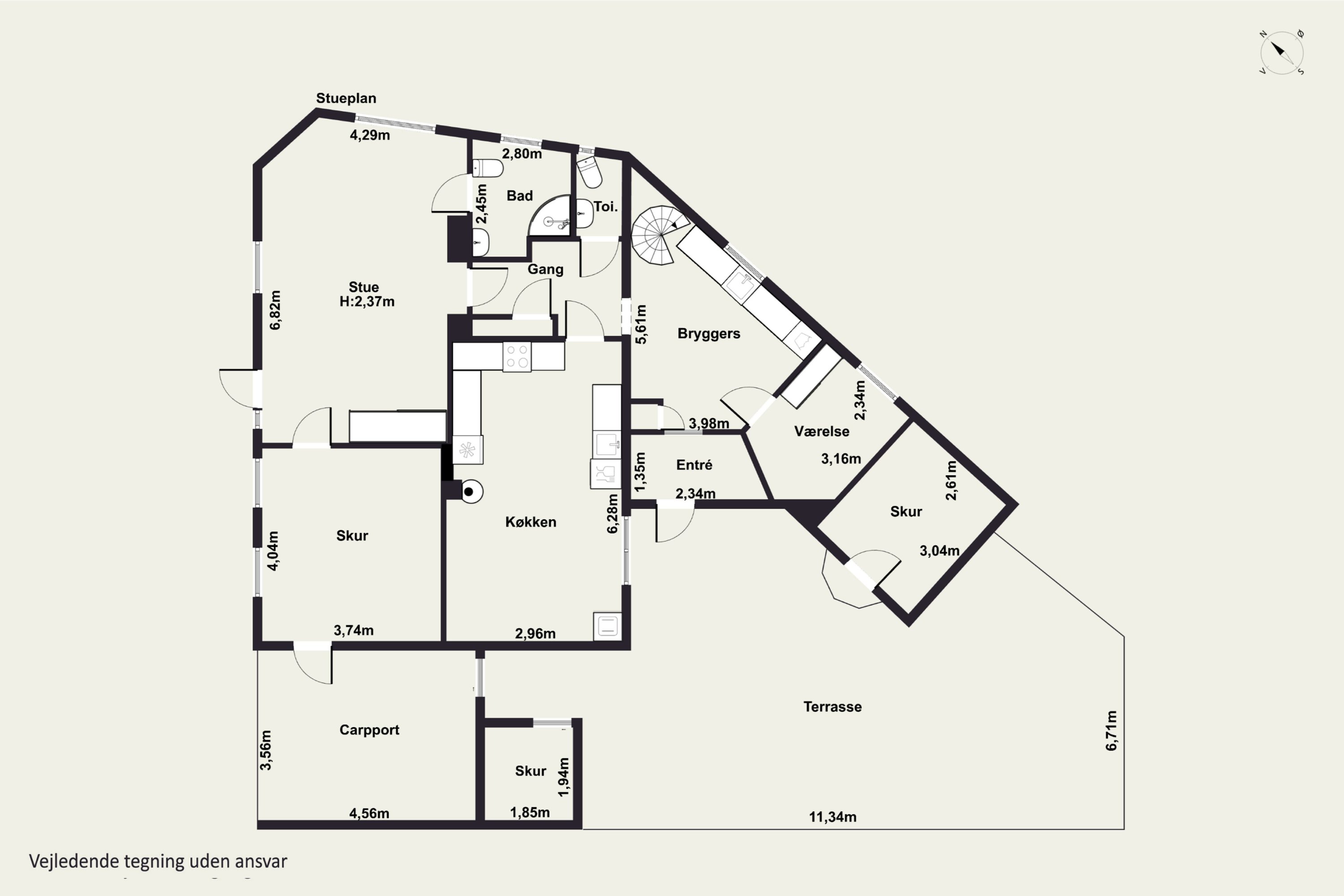Plantegninger billede af Søndergade 1, 5884 Gudme