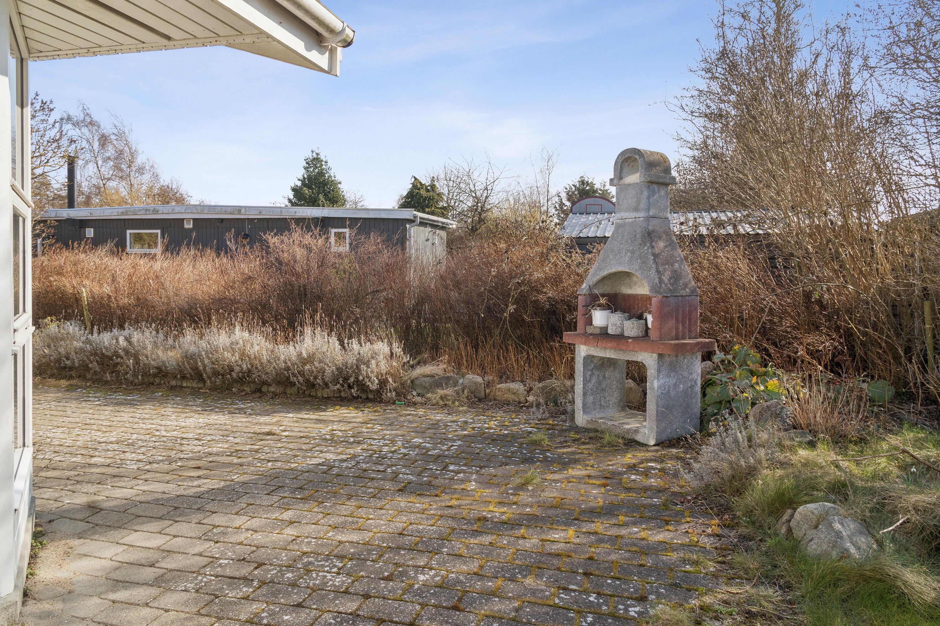 Fremhævet set fra haven billede i fuldskærmstilstand. Billede af Tjørnelunden 13, Bjerge Str, 4480 Store Fuglede