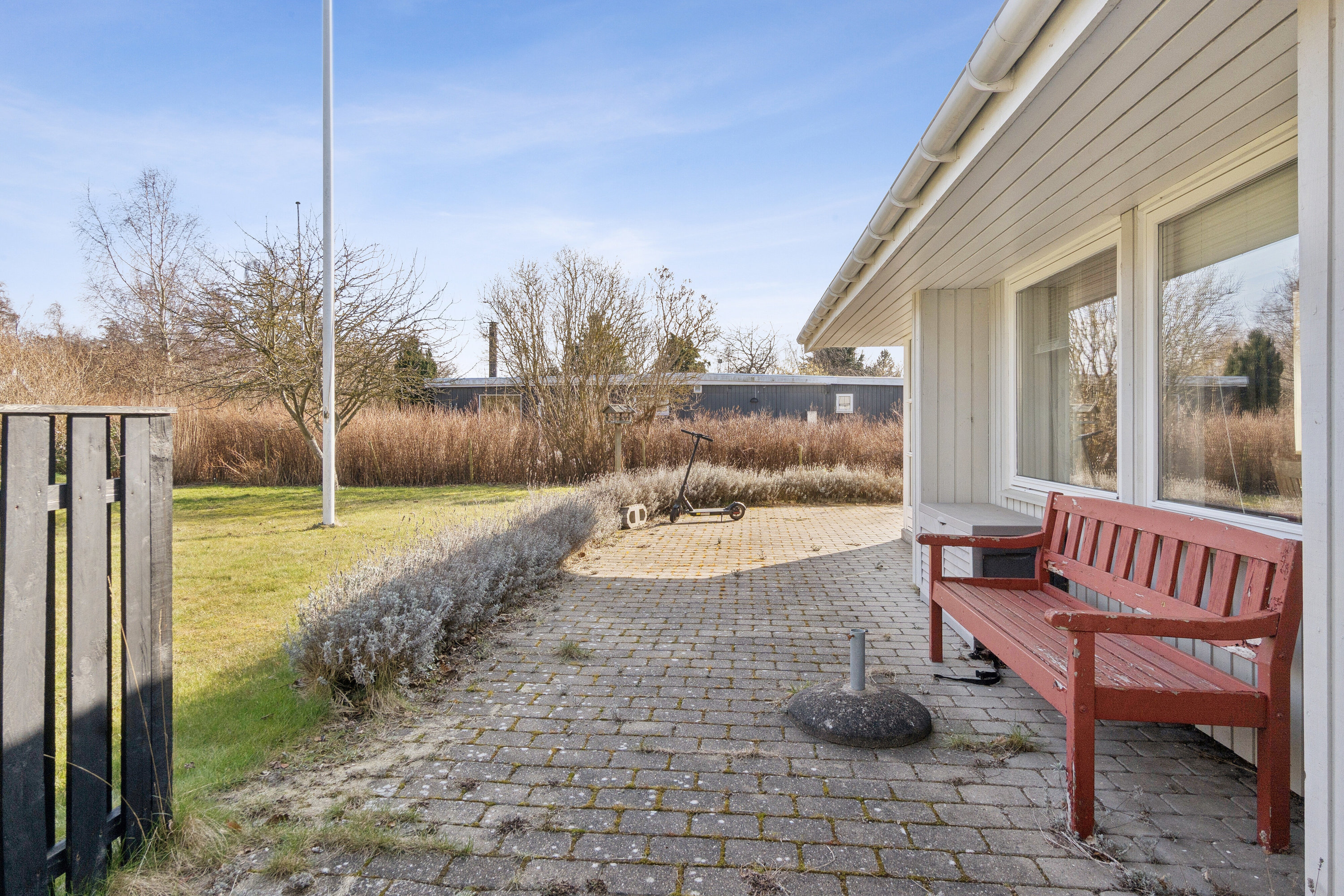 Fremhævet set fra haven billede i fuldskærmstilstand. Billede af Tjørnelunden 13, Bjerge Str, 4480 Store Fuglede