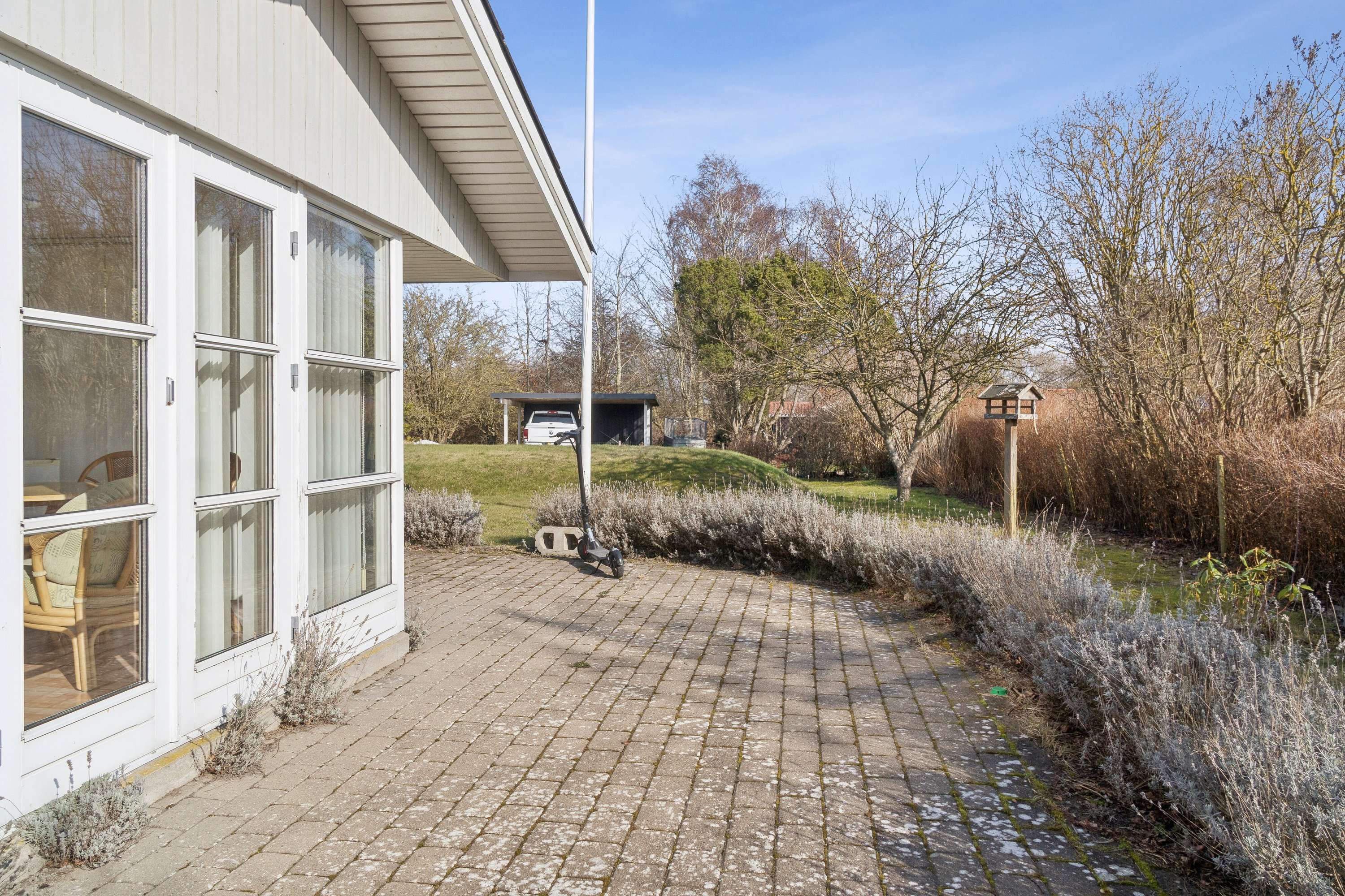 Fremhævet set fra haven billede i fuldskærmstilstand. Billede af Tjørnelunden 13, Bjerge Str, 4480 Store Fuglede