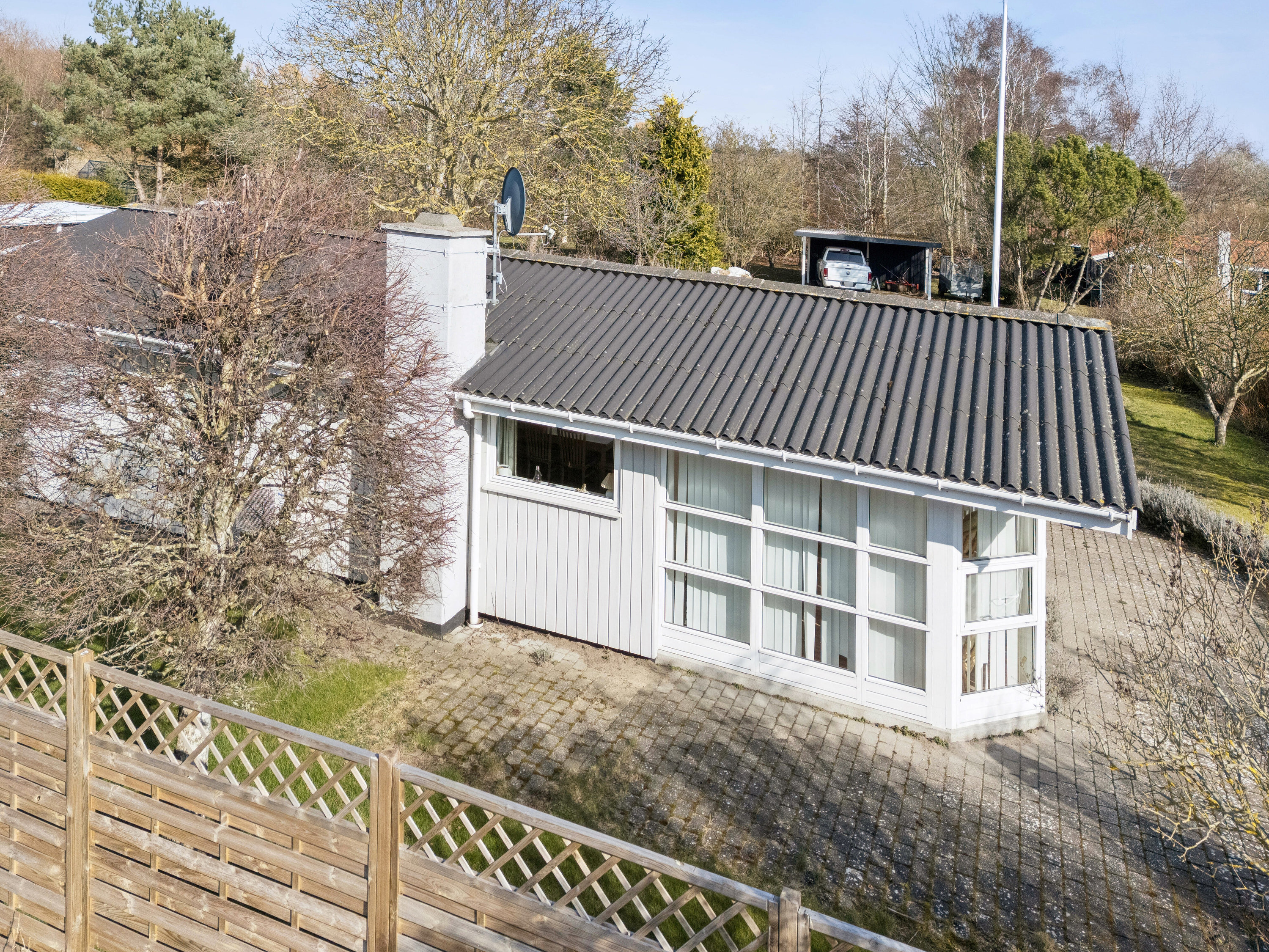 Fremhævet luftfoto billede i fuldskærmstilstand. Billede af Tjørnelunden 13, Bjerge Str, 4480 Store Fuglede