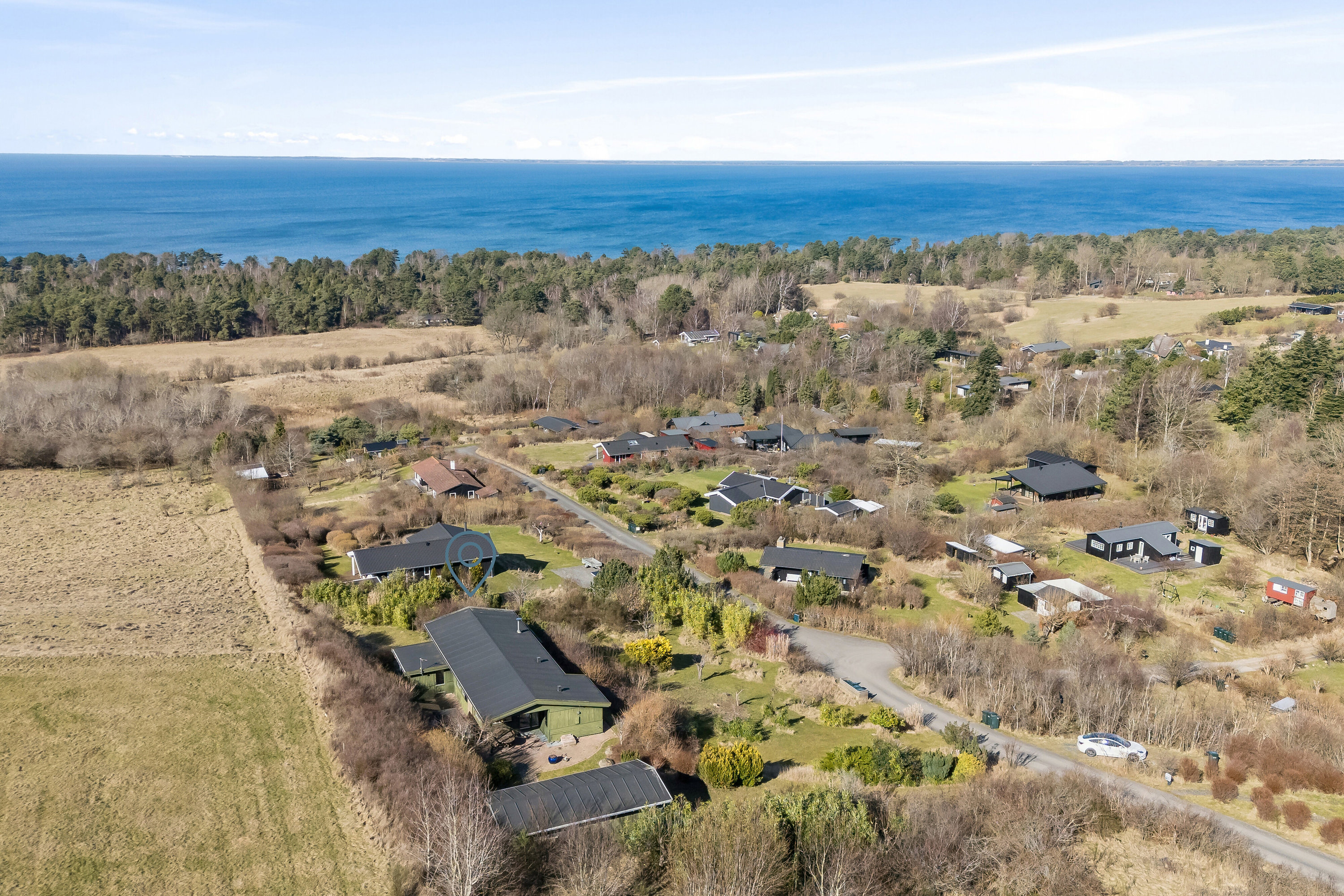 Fremhævet luftfoto billede i fuldskærmstilstand. Billede af Varhøj 15, Veddinge, 4540 Fårevejle