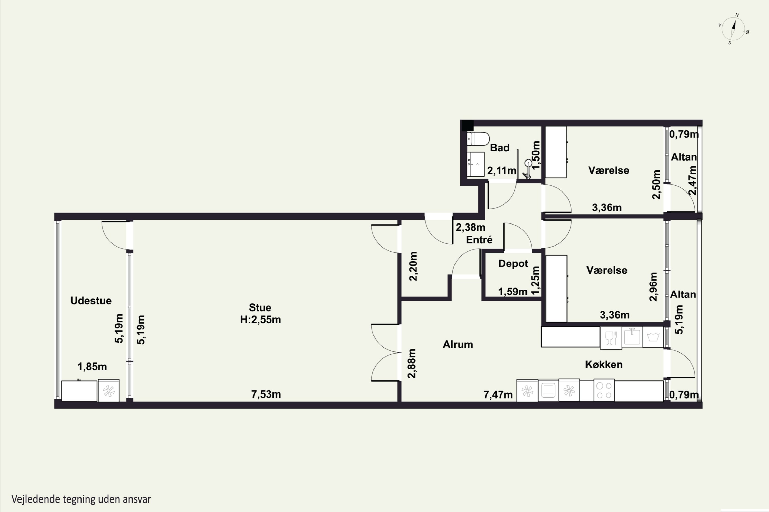 Plantegninger billede af Byskov Alle 14, 3. th., 4200 Slagelse