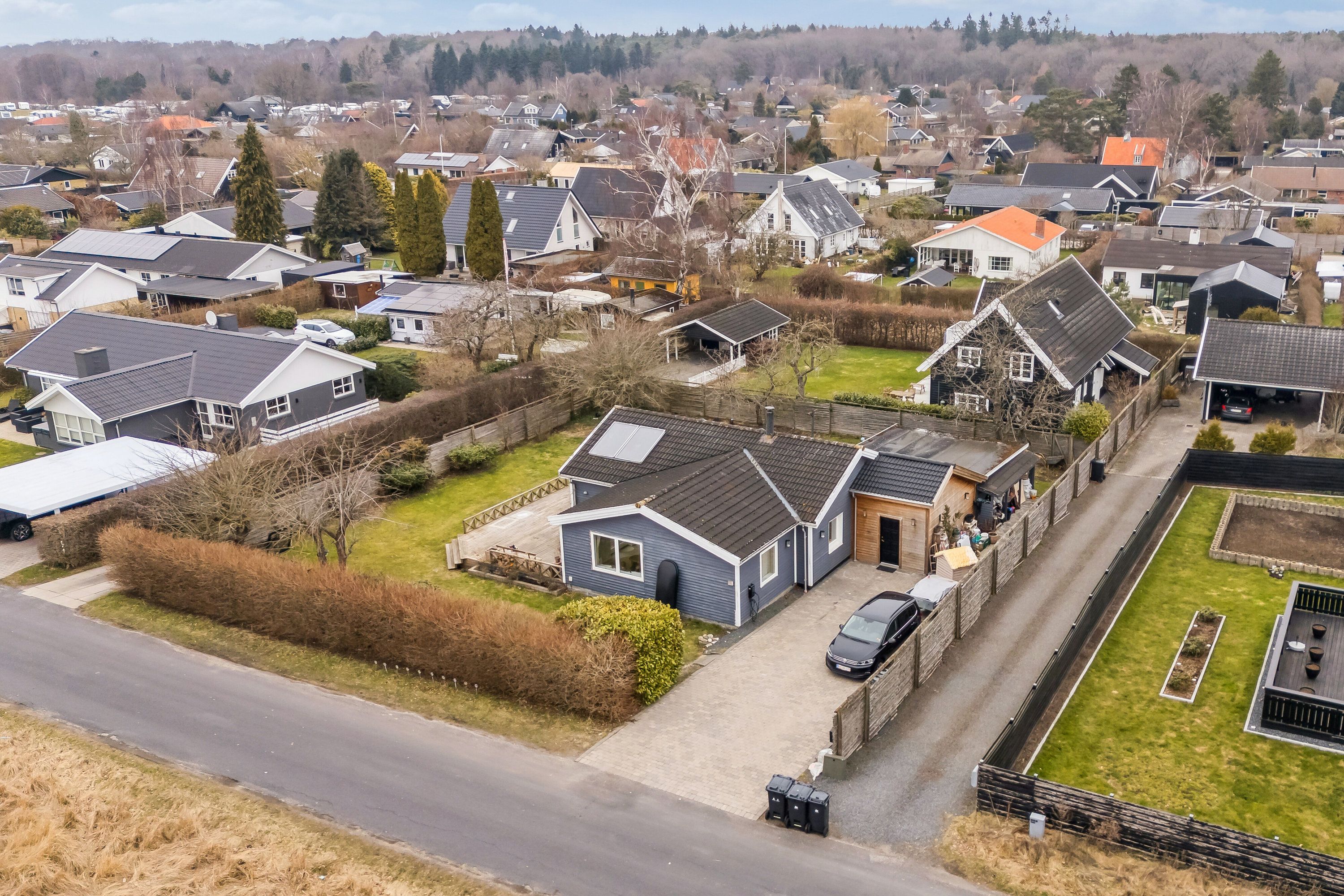 Fremhævet luftfoto billede i fuldskærmstilstand. Billede af Sennepsbakken 22, 3100 Hornbæk