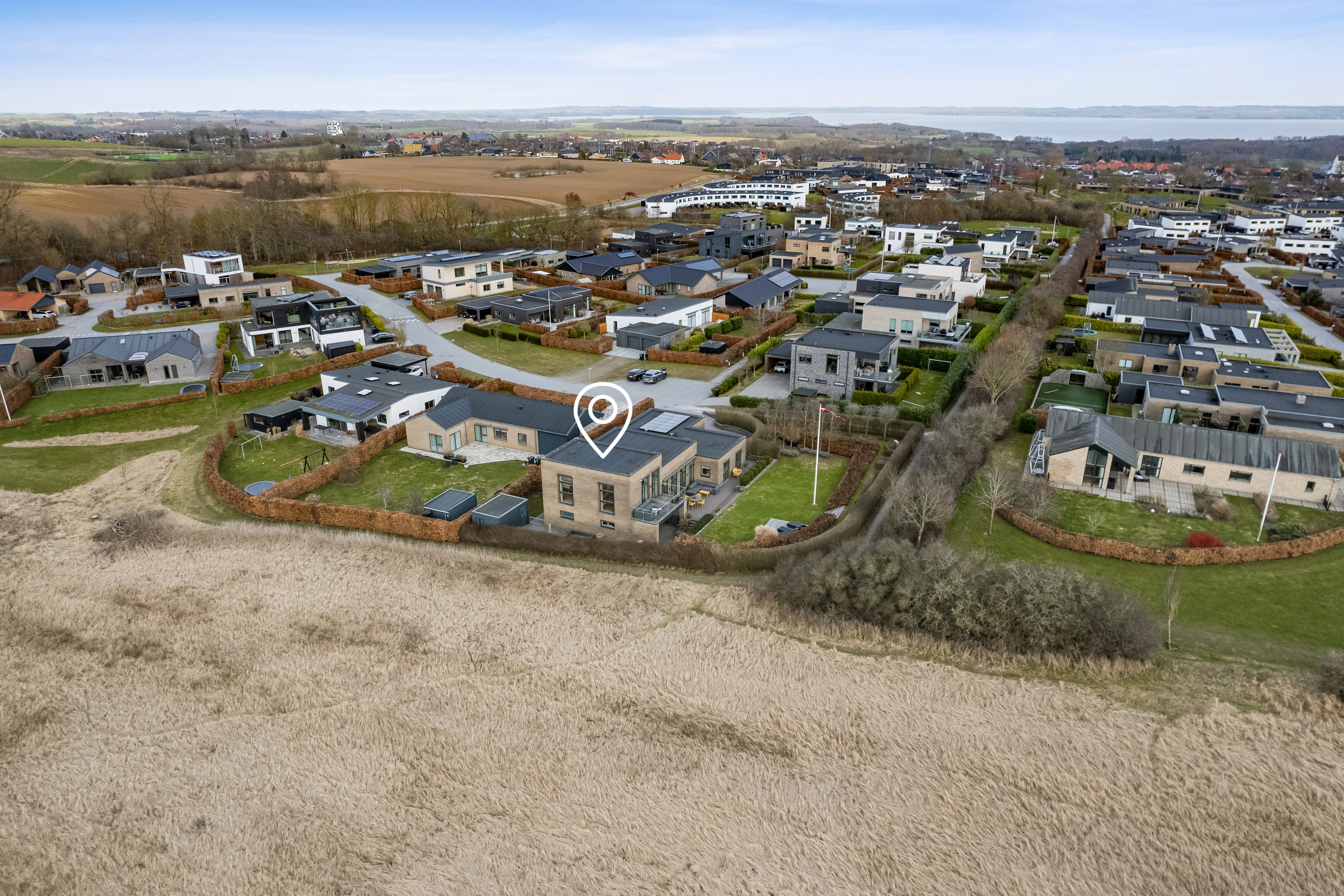 Fremhævet luftfoto billede i fuldskærmstilstand. Billede af Tronkærlund 40, 8541 Skødstrup