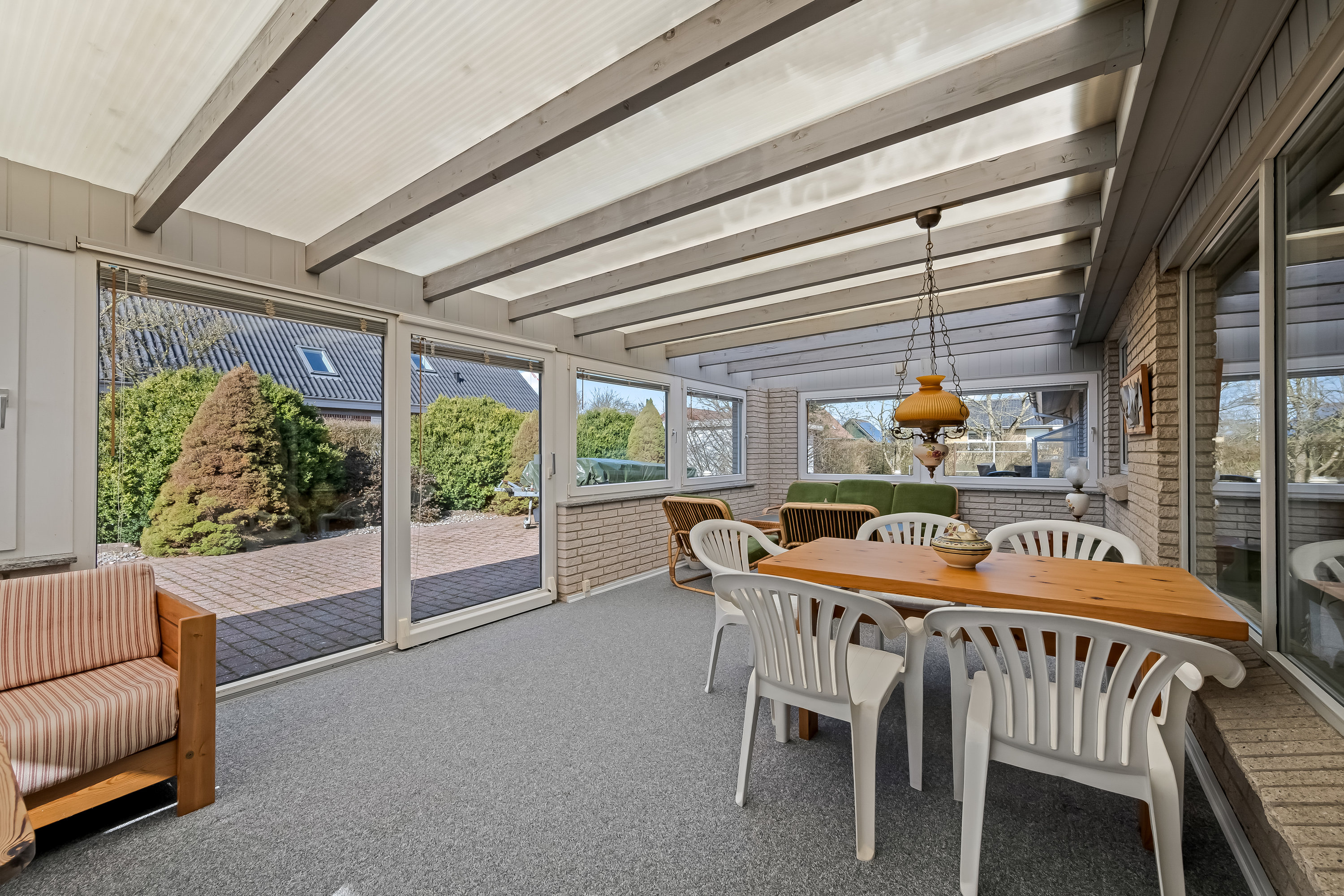 Fremhævet udestue billede i fuldskærmstilstand. Billede af Kløvervænget 21, 6900 Skjern