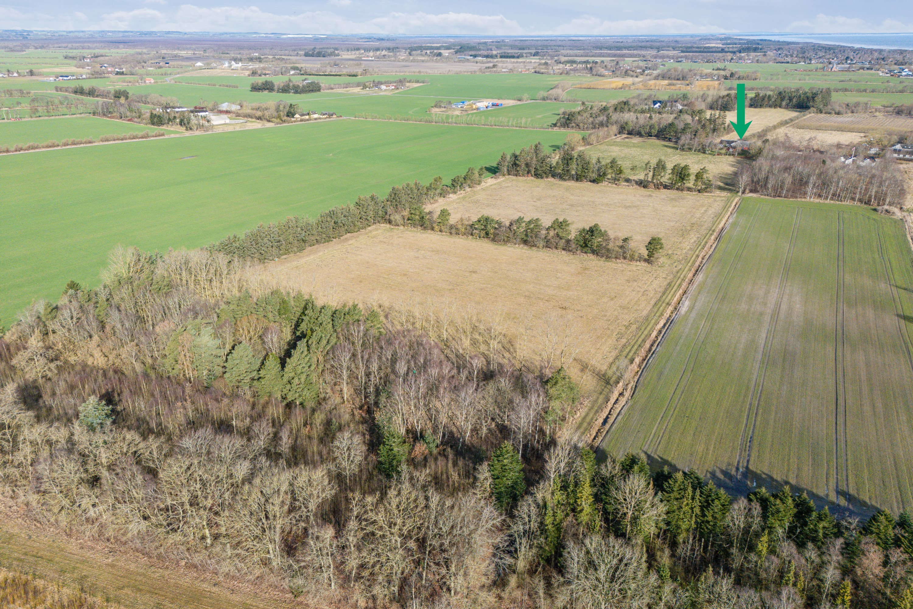Fremhævet luftfoto billede i fuldskærmstilstand. Billede af Fruerlundvej 55, Øster Hurup, 9560 Hadsund