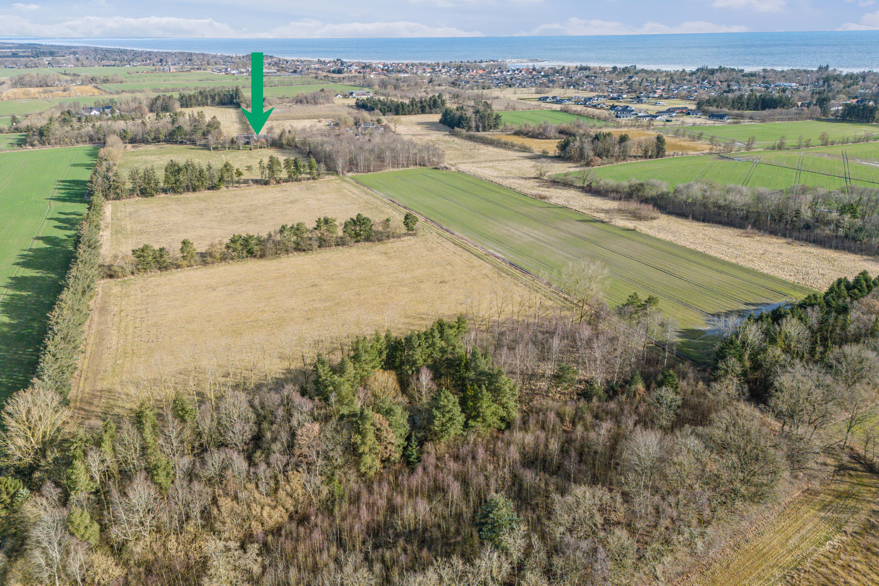 Fremhævet luftfoto billede i fuldskærmstilstand. Billede af Fruerlundvej 55, Øster Hurup, 9560 Hadsund