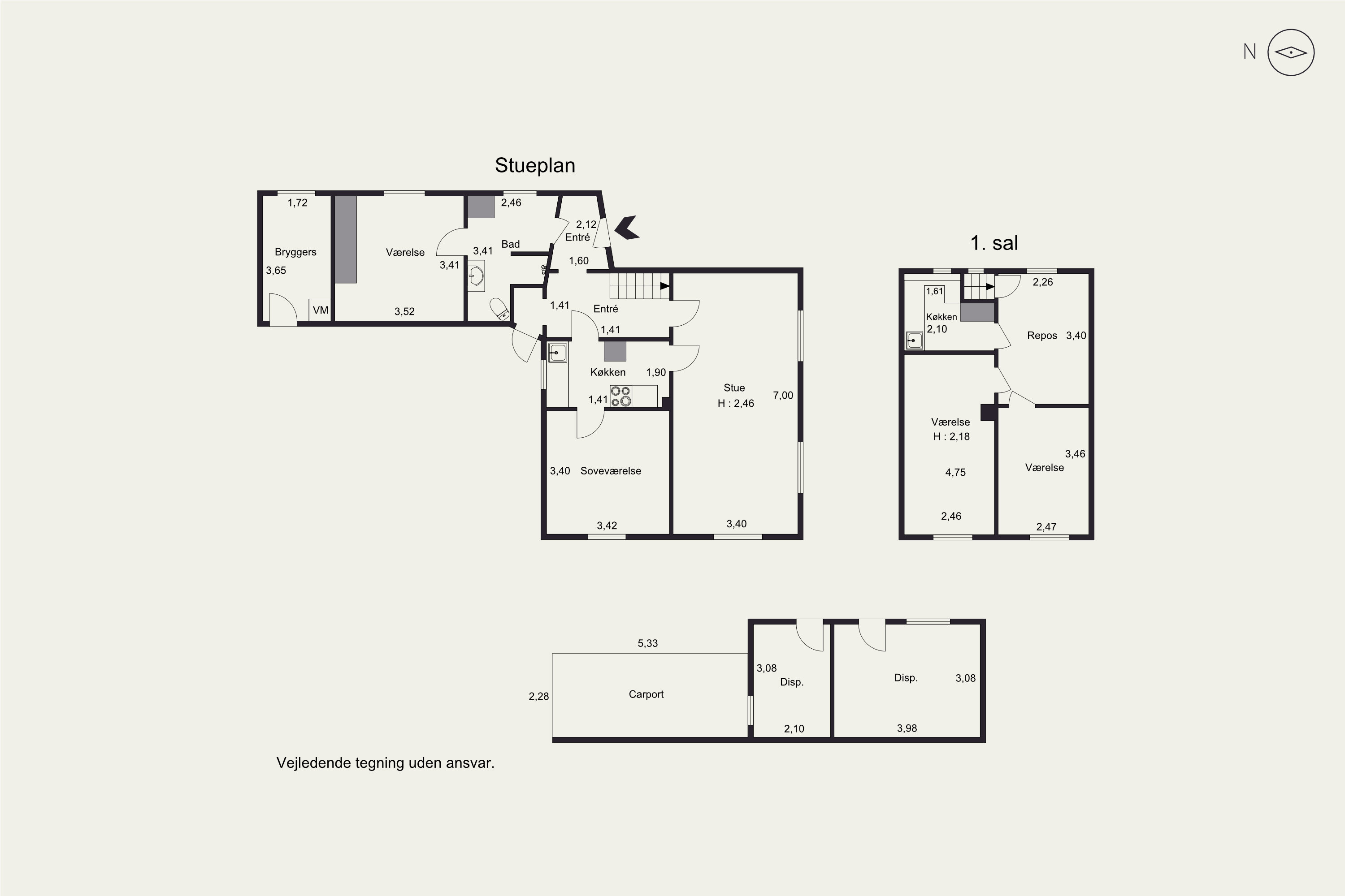 Plantegninger billede af Nørreled 2, Hou, 8300 Odder