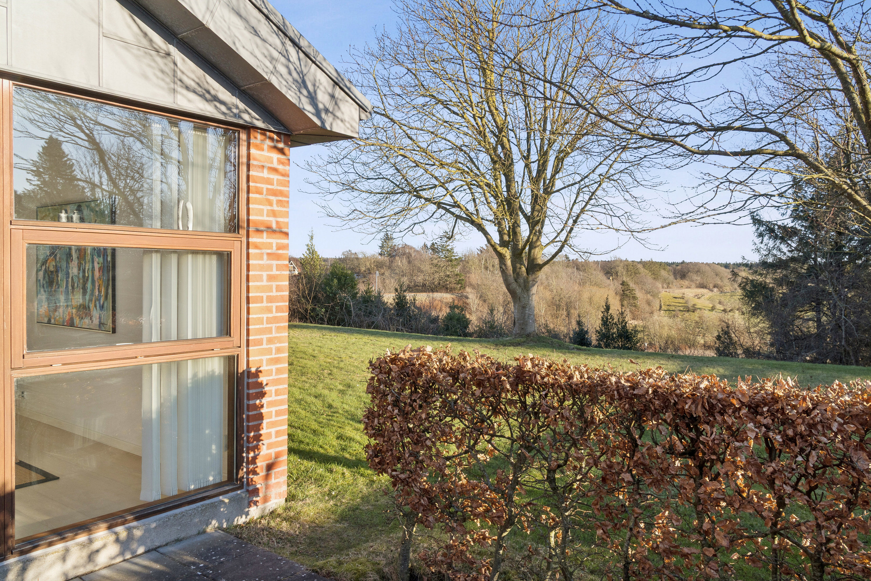 Fremhævet set fra haven billede i fuldskærmstilstand. Billede af Fuglekongevej 8, 9800 Hjørring