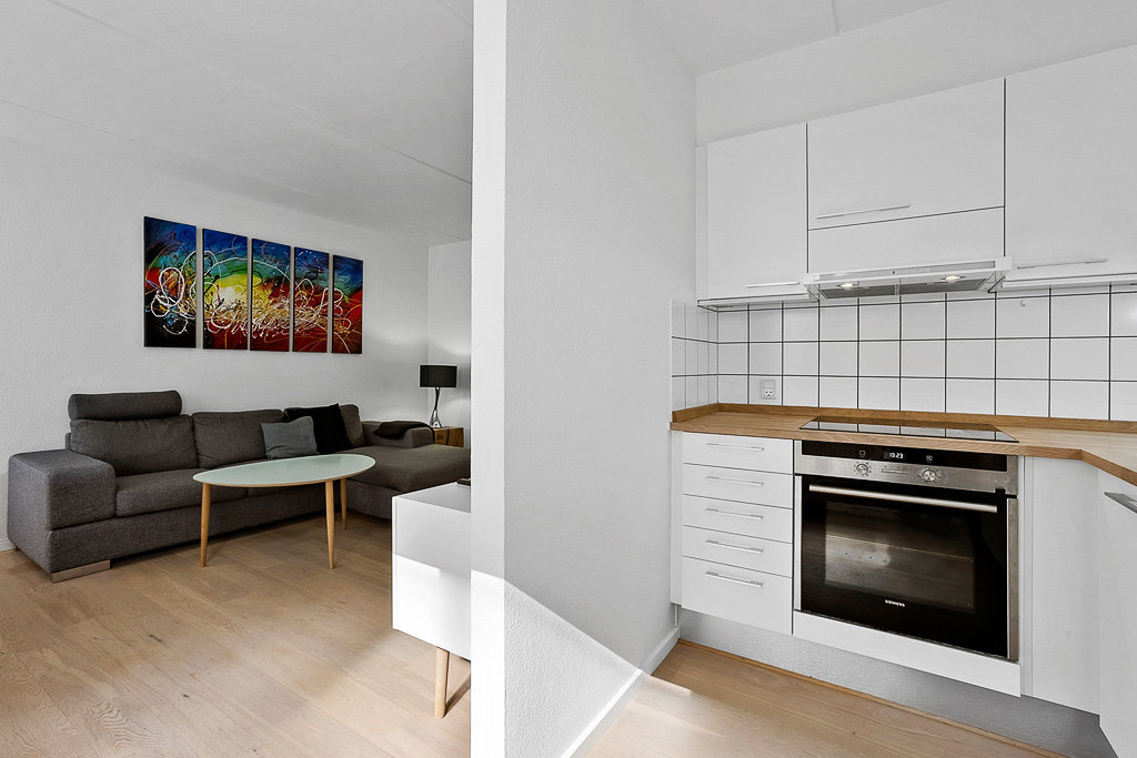 Fremhævet køkken-alrum billede i fuldskærmstilstand. Billede af Nybrogade 4, 1. mf., 9000 Aalborg