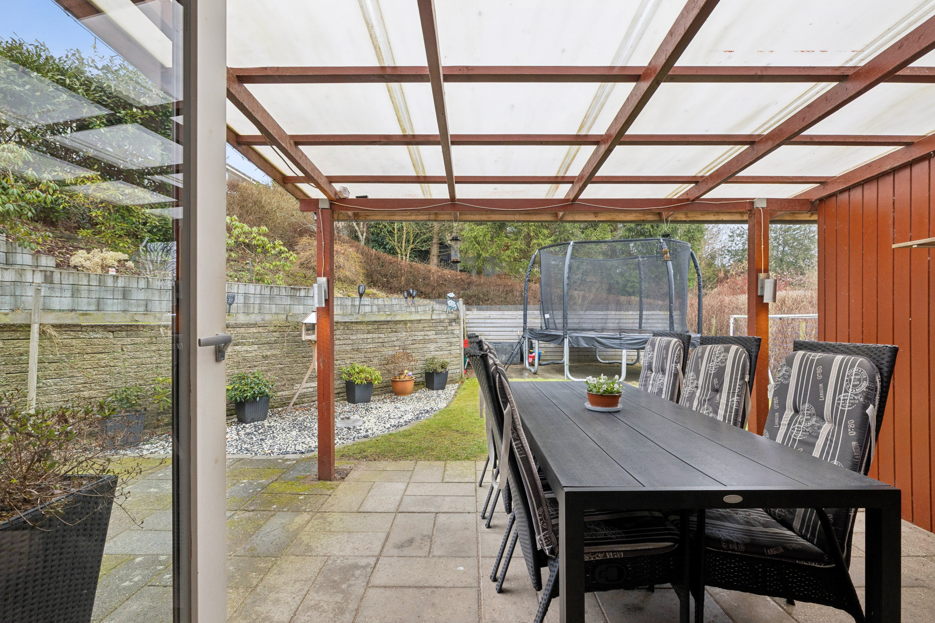 Fremhævet overdækket terrasse billede i fuldskærmstilstand. Billede af Viborgvej 5F, Klejtrup, 9500 Hobro