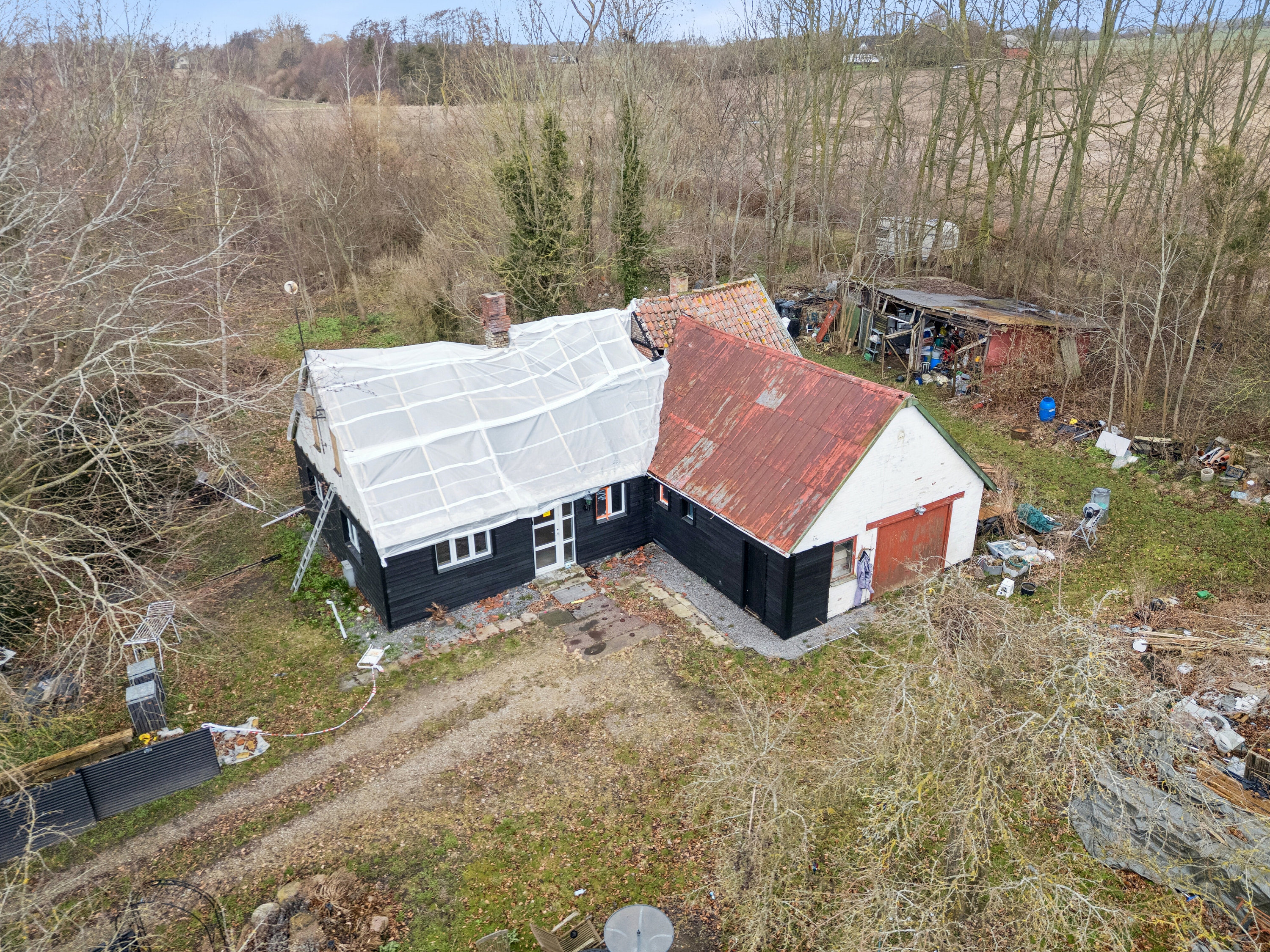 Fremhævet luftfoto billede i fuldskærmstilstand. Billede af Krænkerupvej 1, Knudstrup, 4270 Høng