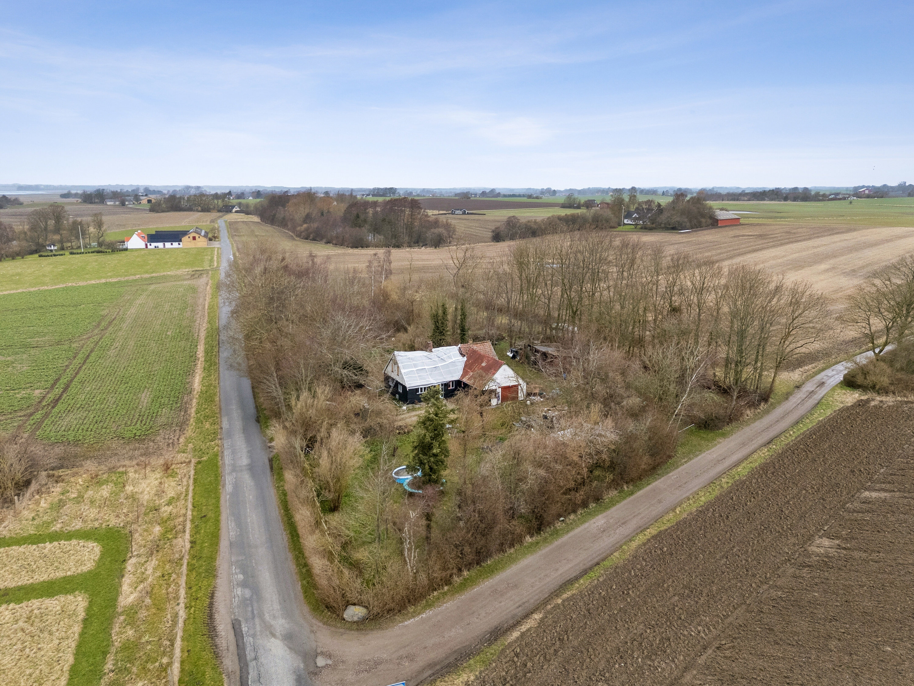 Fremhævet luftfoto billede i fuldskærmstilstand. Billede af Krænkerupvej 1, Knudstrup, 4270 Høng