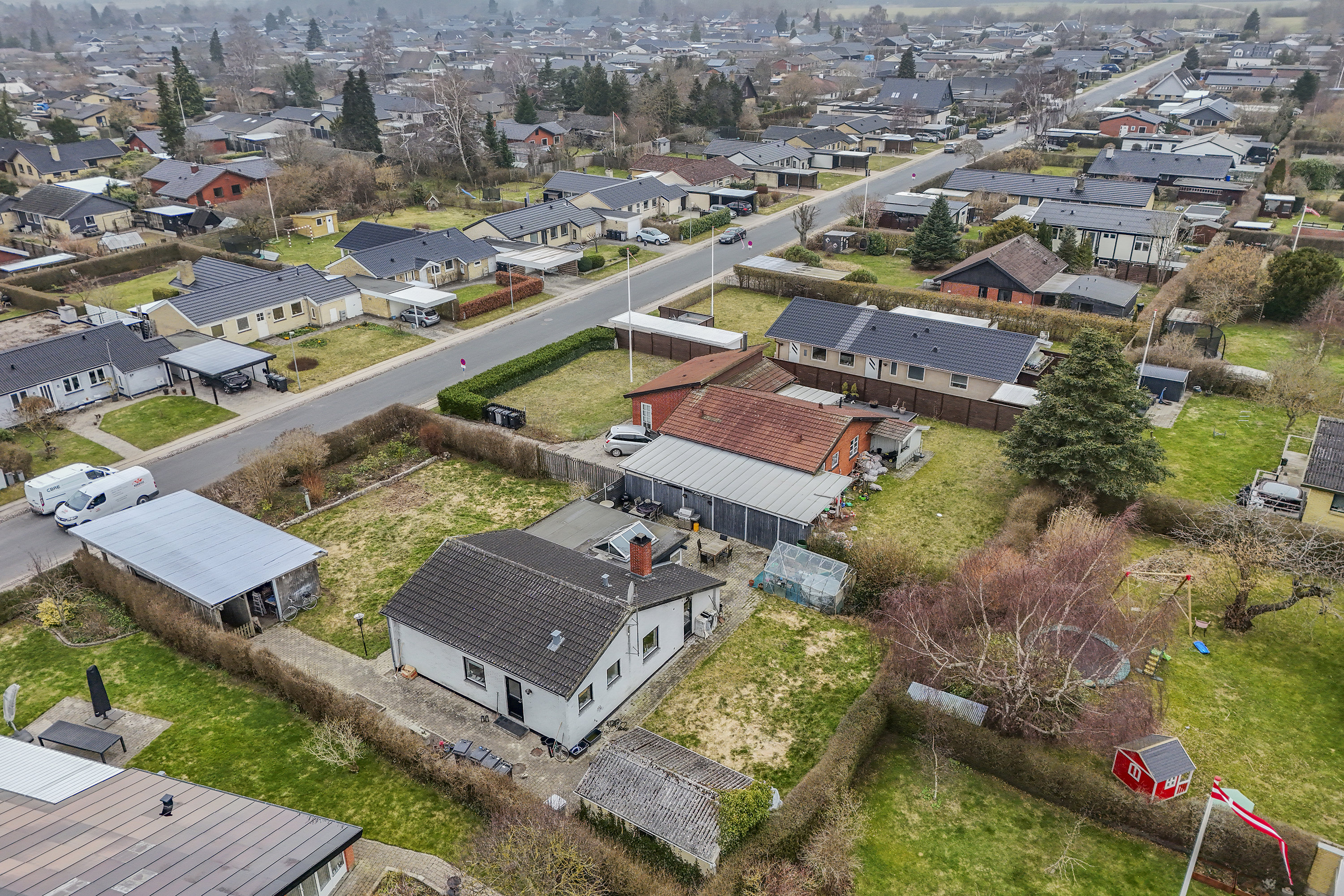 Fremhævet luftfoto billede i fuldskærmstilstand. Billede af Hybenvænget 28, 2740 Skovlunde