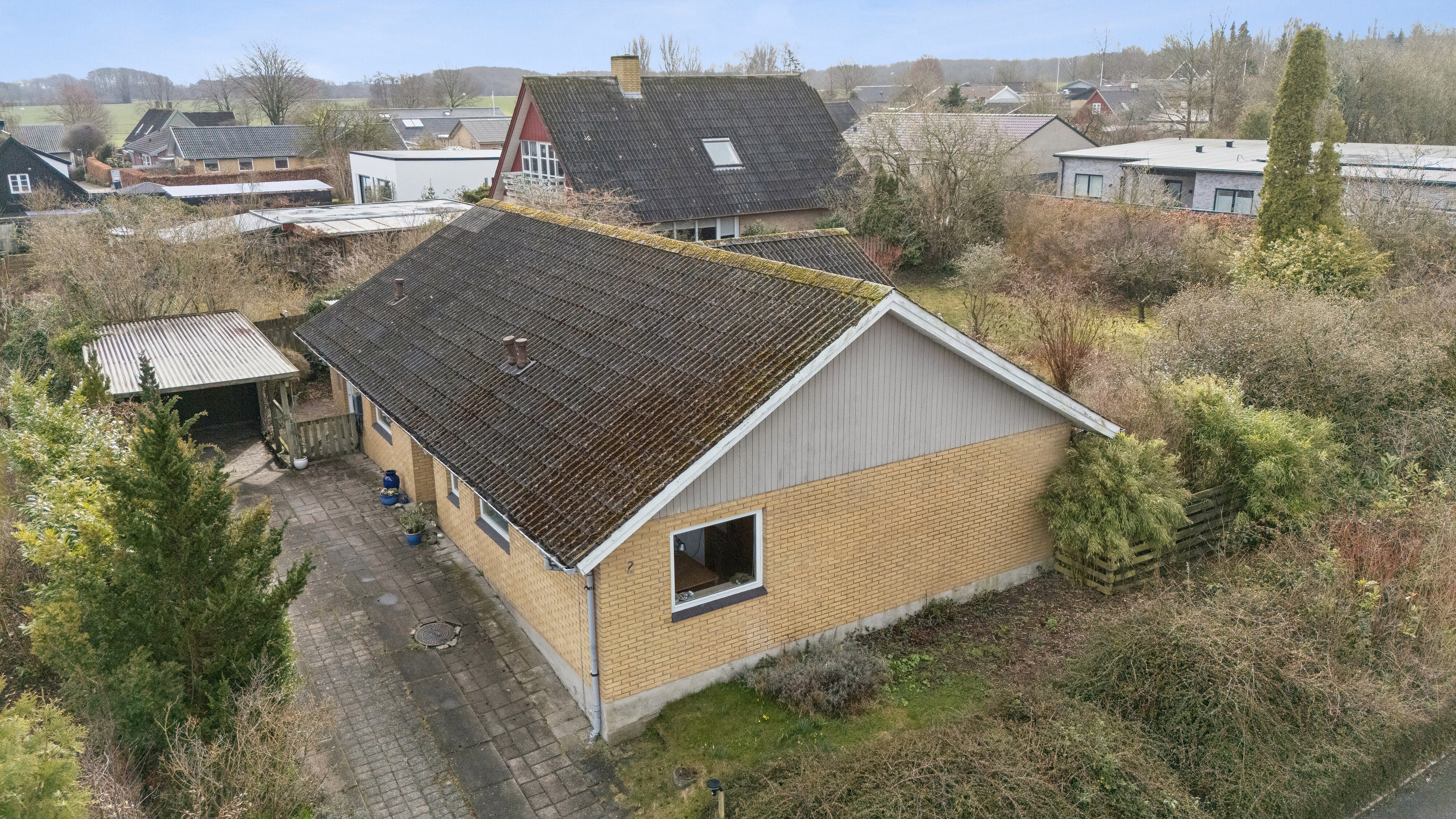 Fremhævet luftfoto billede i fuldskærmstilstand. Billede af Hybenvej 2, 4690 Haslev