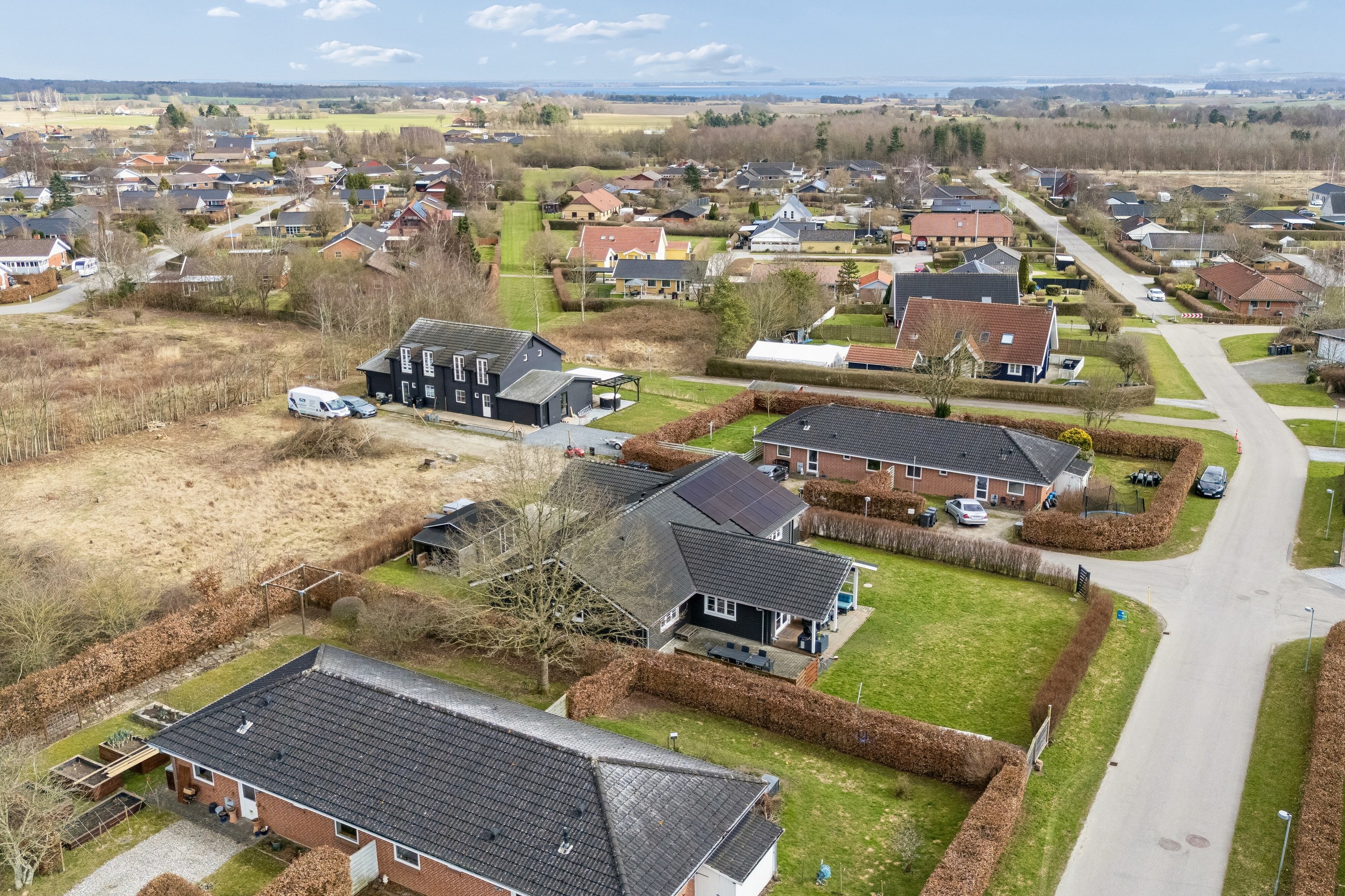 Fremhævet luftfoto billede i fuldskærmstilstand. Billede af Egernvænget 17, Brøderup, 4733 Tappernøje