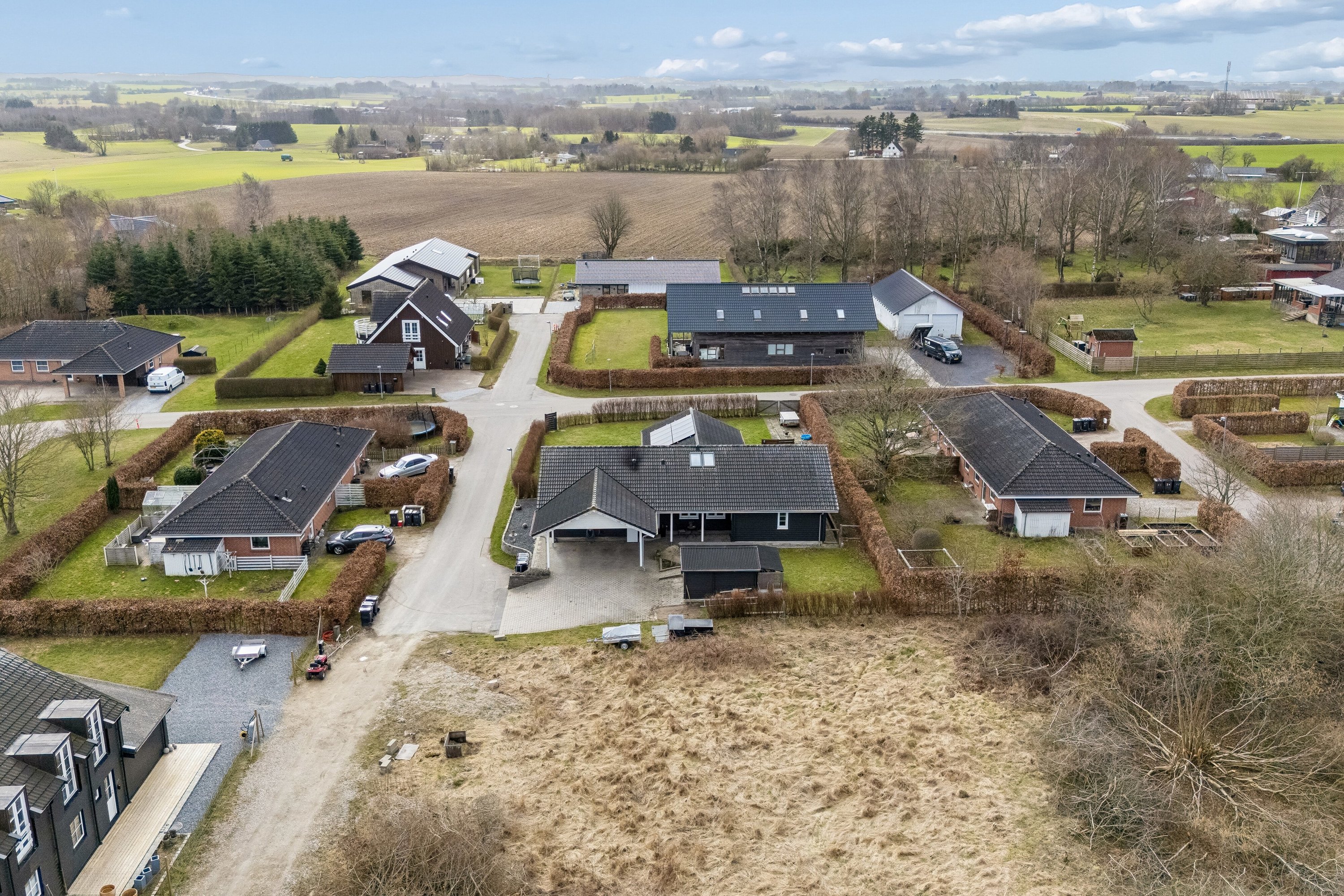 Fremhævet luftfoto billede i fuldskærmstilstand. Billede af Egernvænget 17, Brøderup, 4733 Tappernøje