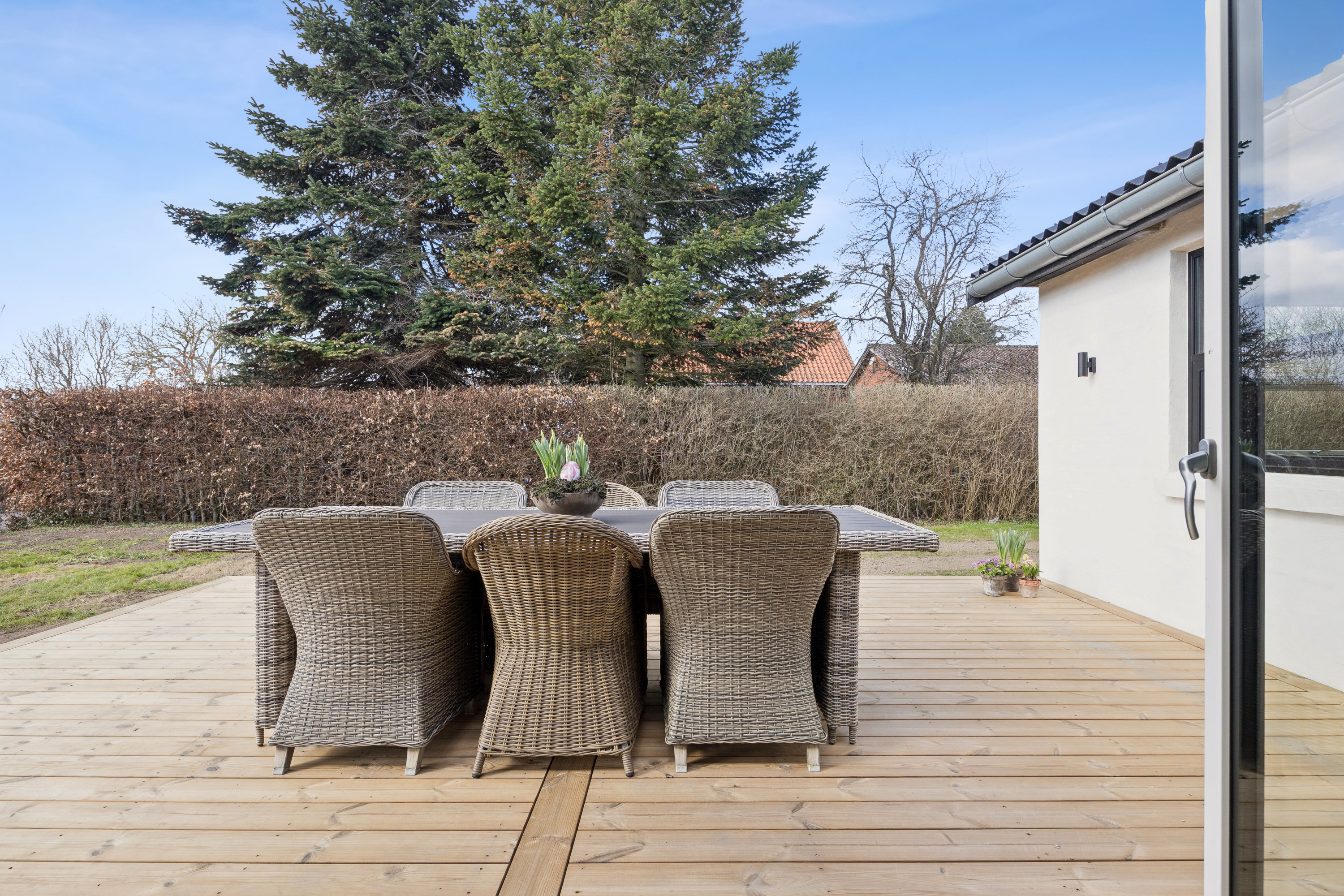 Fremhævet terrasse billede i fuldskærmstilstand. Billede af Firkløvervej 1, 4671 Strøby