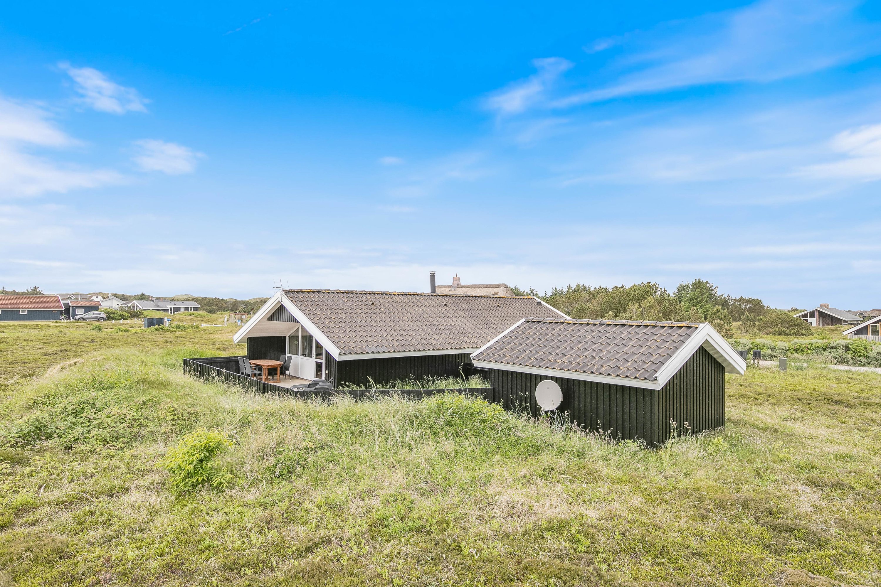 Fremhævet facade billede i fuldskærmstilstand. Billede af Bilbergsvej 49, Bjerregaard, 6960 Hvide Sande