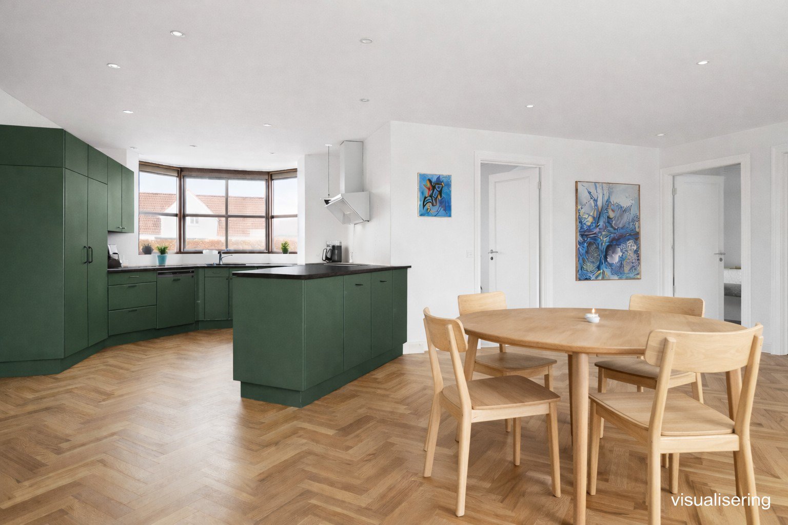 Fremhævet køkken billede i fuldskærmstilstand. Billede af Østermarken 159, 9320 Hjallerup