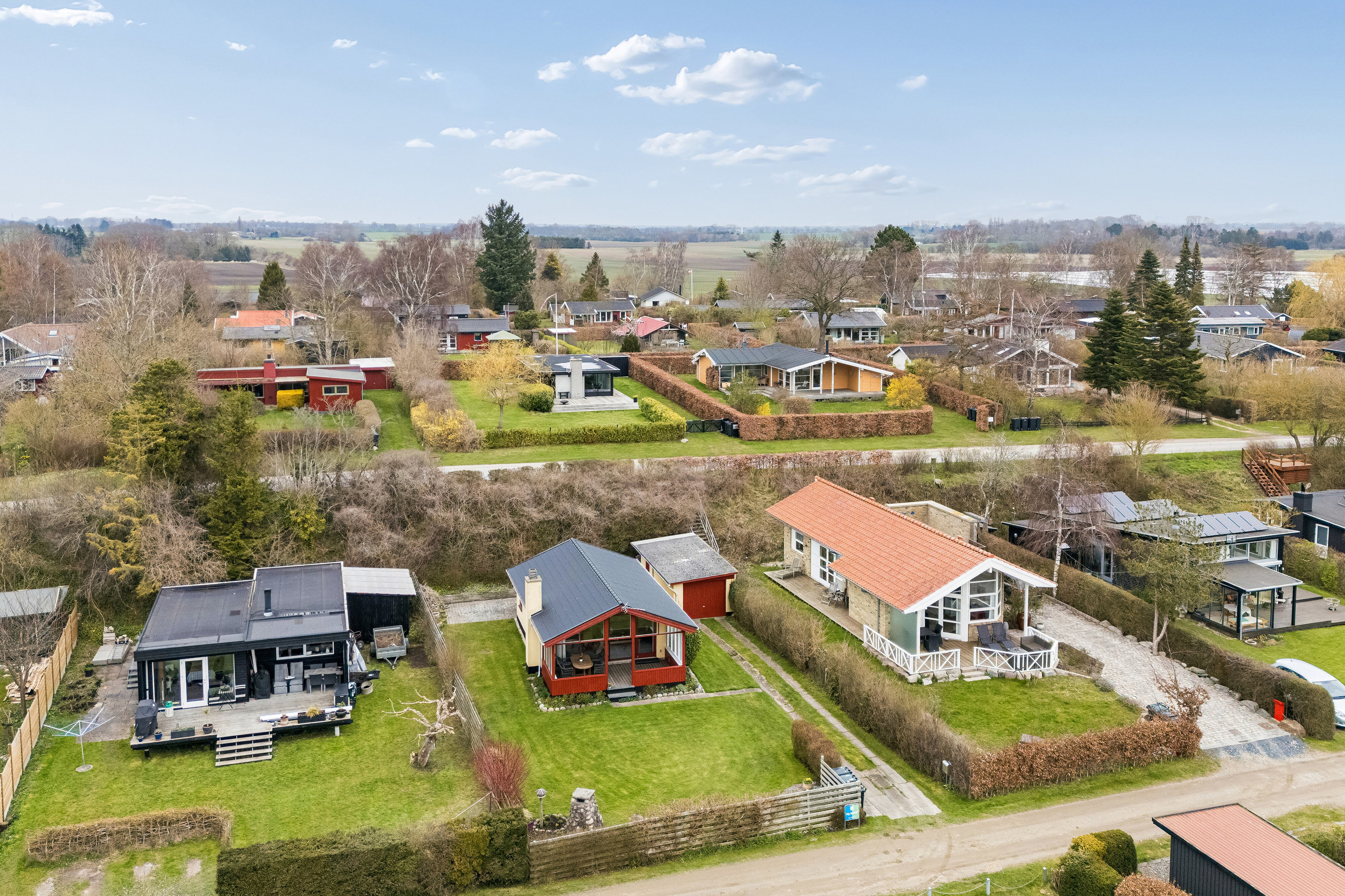 Fremhævet luftfoto billede i fuldskærmstilstand. Billede af Fuglevænget 18, Bisserup, 4243 Rude