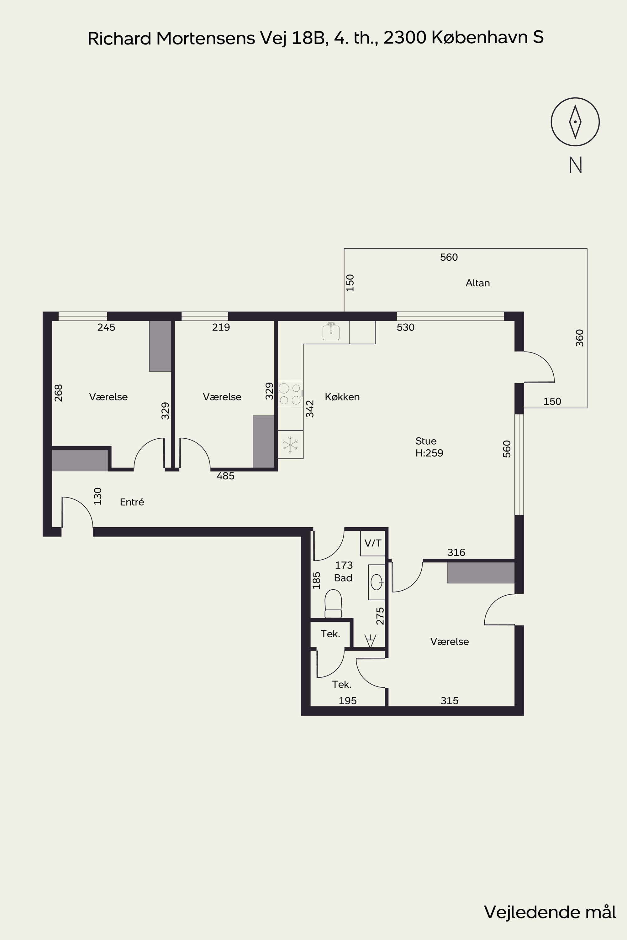 Plantegninger billede af Richard Mortensens Vej 18B, 4. th., 2300 København S