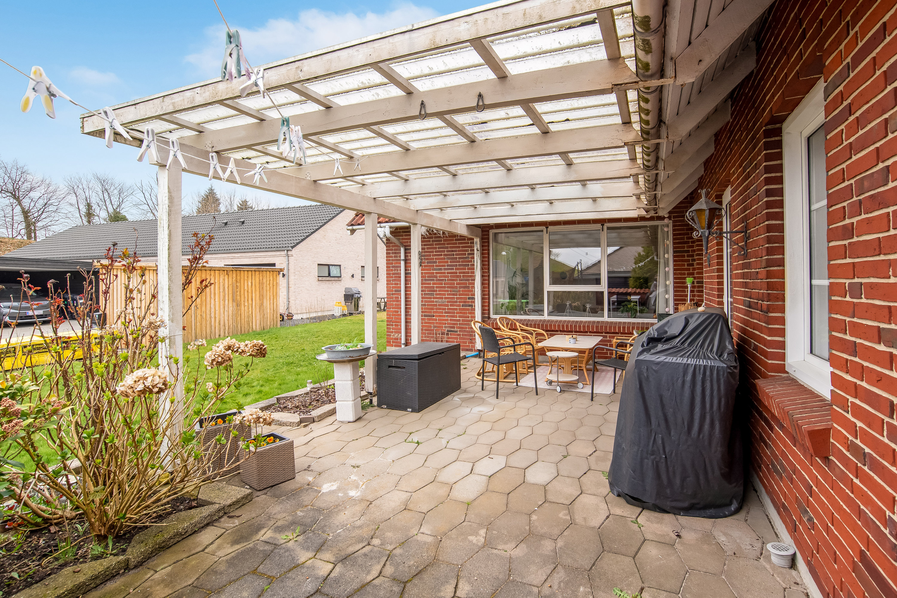 Fremhævet overdækket terrasse billede i fuldskærmstilstand. Billede af Fjald 6, Halgårde, 7500 Holstebro