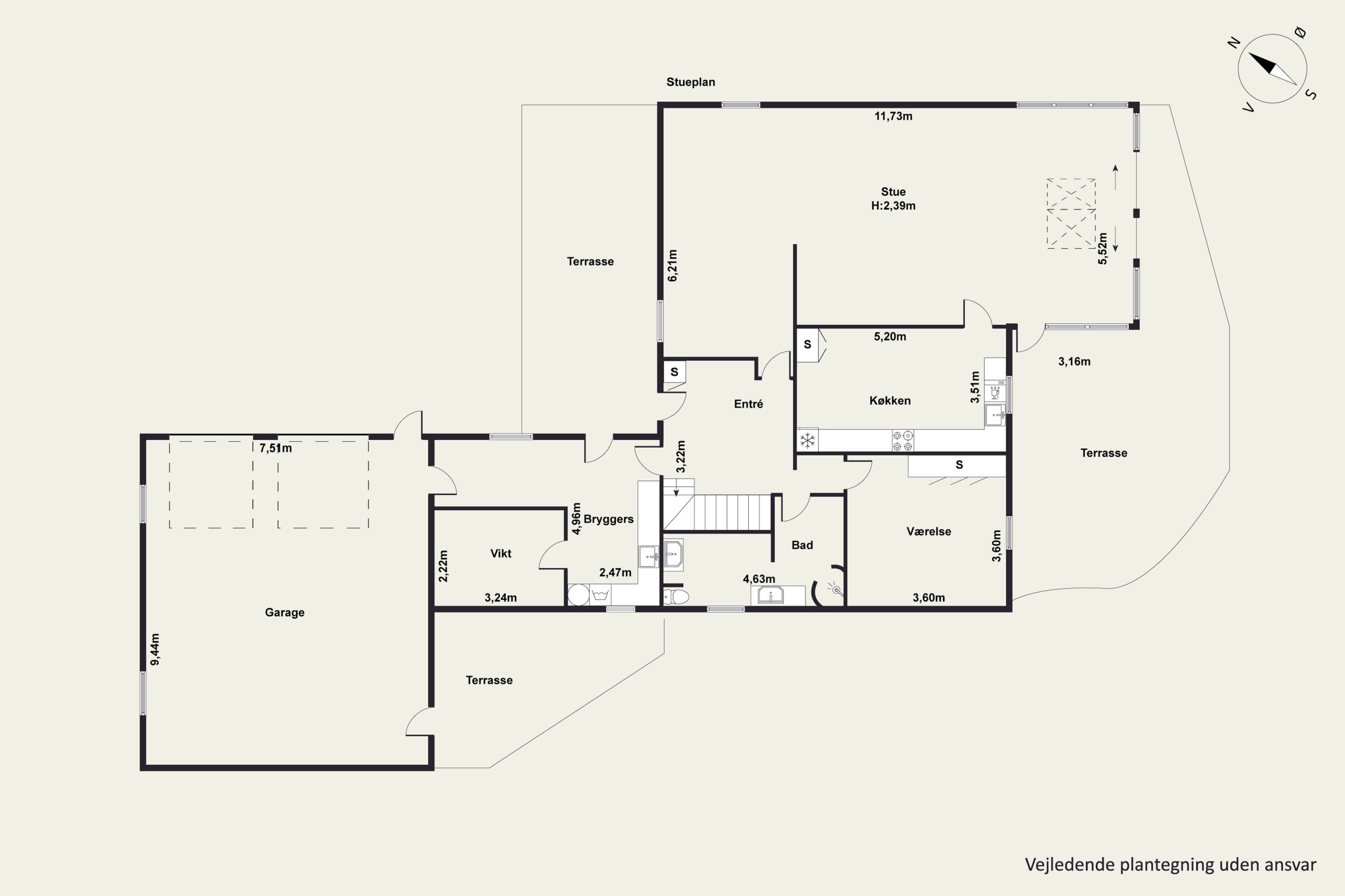 Plantegninger billede af Nørrehedevej 17, Sjørup, 8800 Viborg