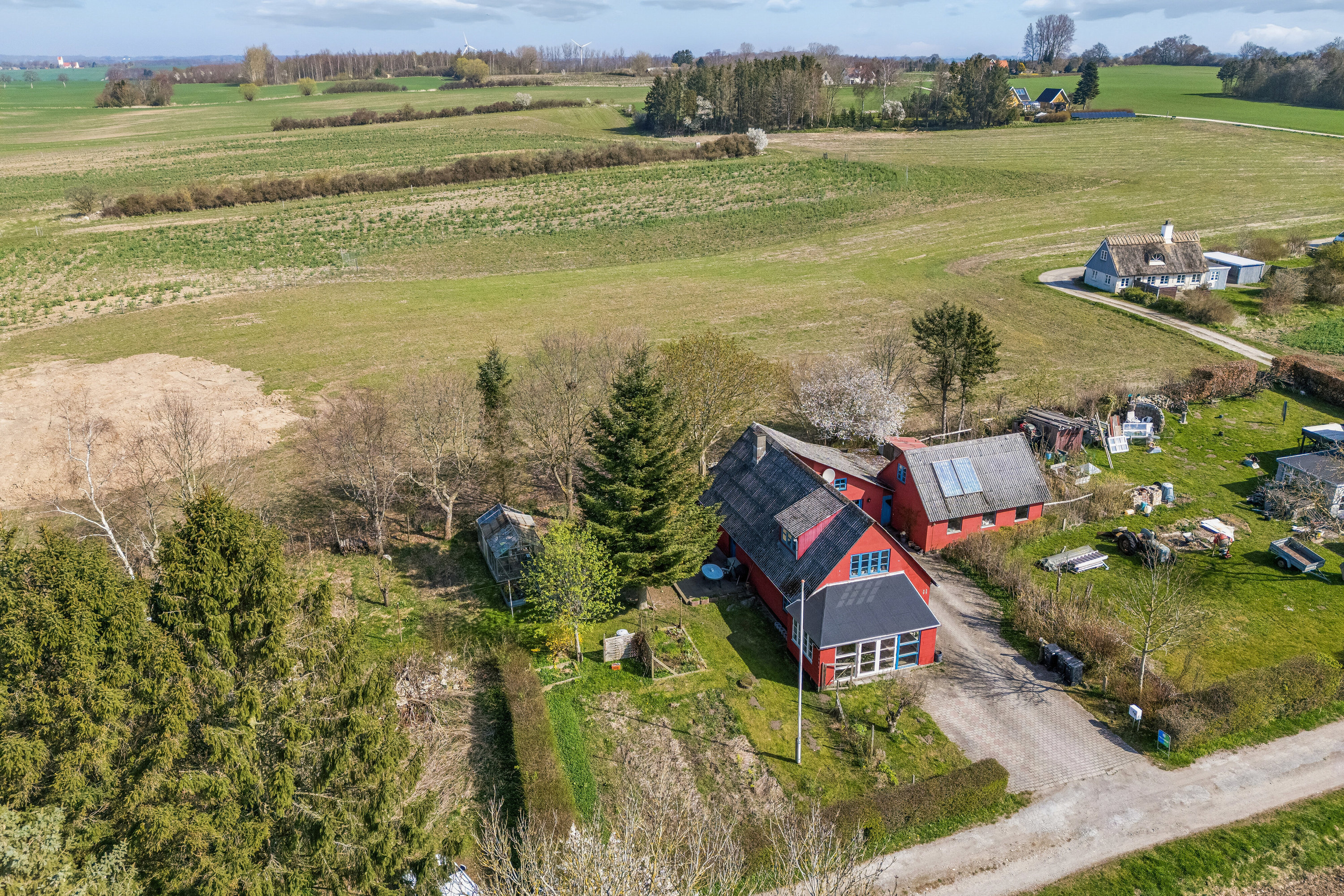 Fremhævet luftfoto billede i fuldskærmstilstand. Billede af Rendebakken 11, Gelsted, 4160 Herlufmagle