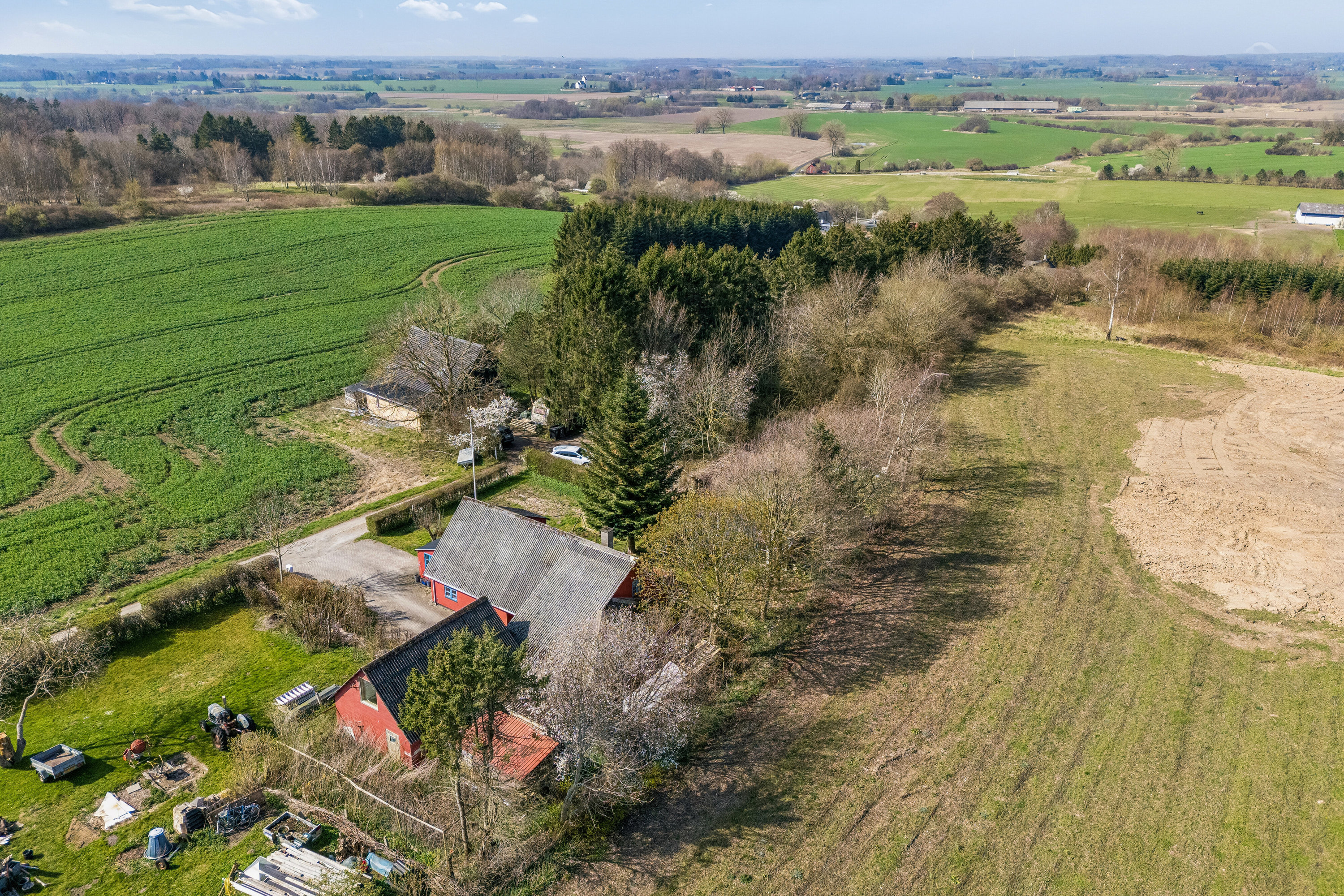 Fremhævet luftfoto billede i fuldskærmstilstand. Billede af Rendebakken 11, Gelsted, 4160 Herlufmagle