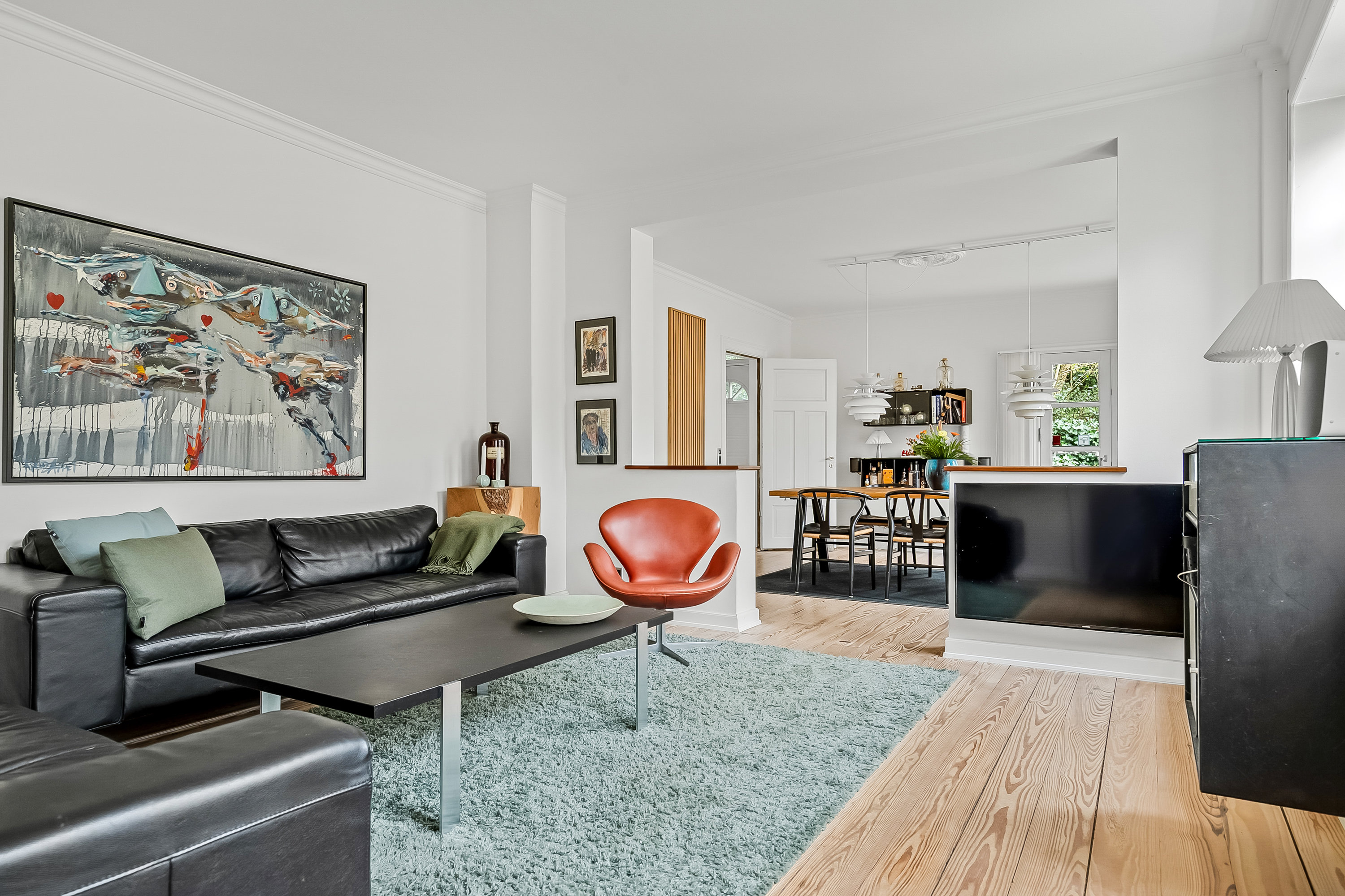 Fremhævet stue billede i fuldskærmstilstand. Billede af Stationsvej 44, Brejning, 7080 Børkop