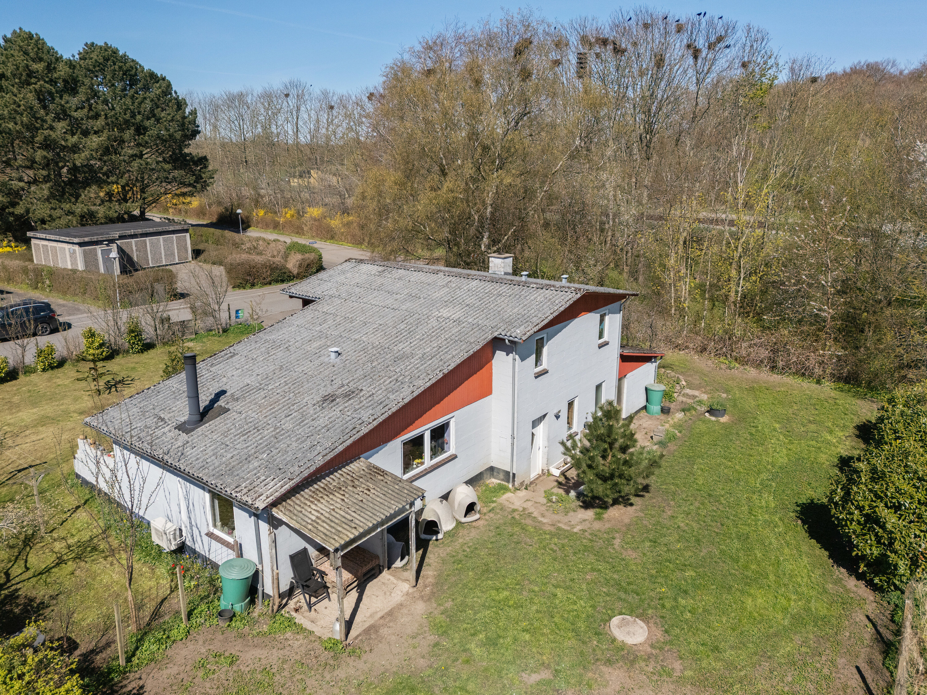 Fremhævet luftfoto billede i fuldskærmstilstand. Billede af Skolevænget 42, 4470 Svebølle