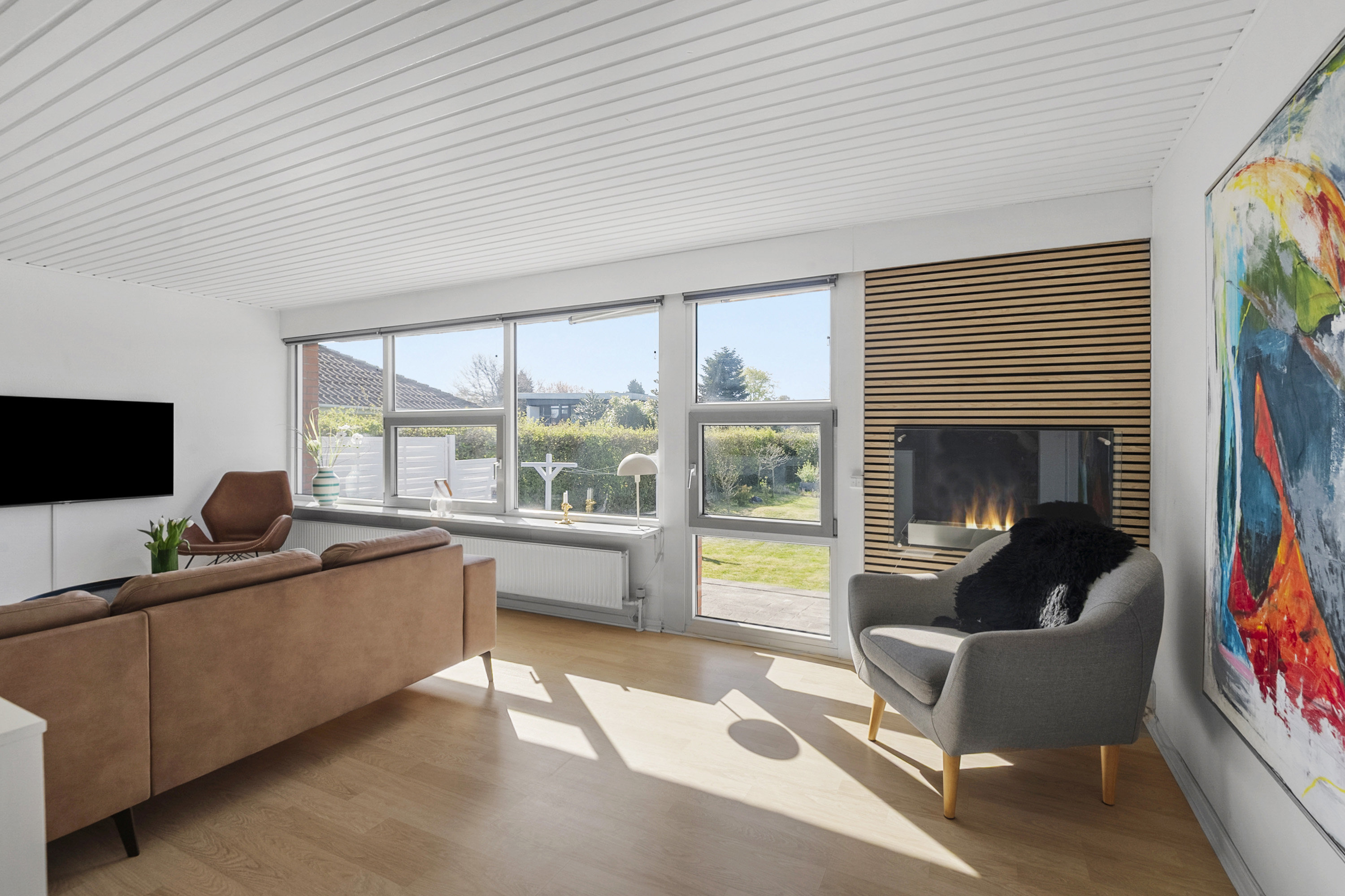 Fremhævet stue billede i fuldskærmstilstand. Billede af Stellas Alle 32, 6715 Esbjerg N