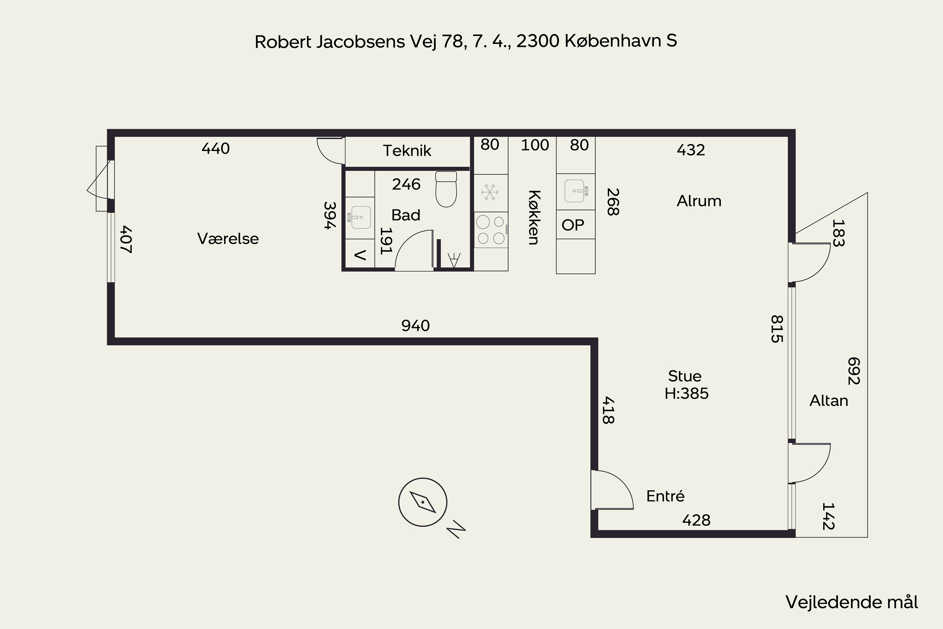 Plantegninger billede af Robert Jacobsens Vej 78, 7. 4., 2300 København S