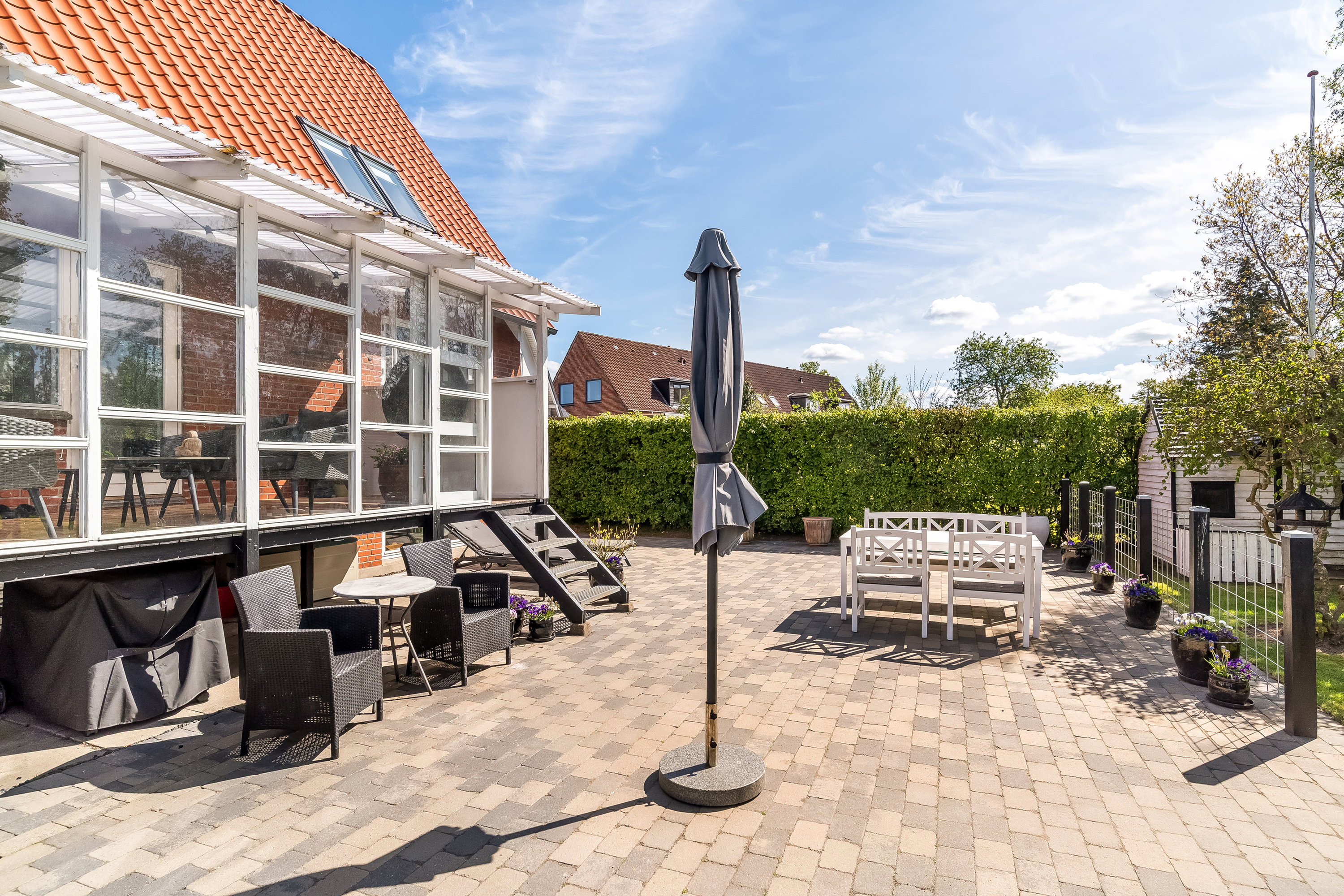Fremhævet terrasse billede i fuldskærmstilstand. Billede af Holbergsvej 30, 7500 Holstebro