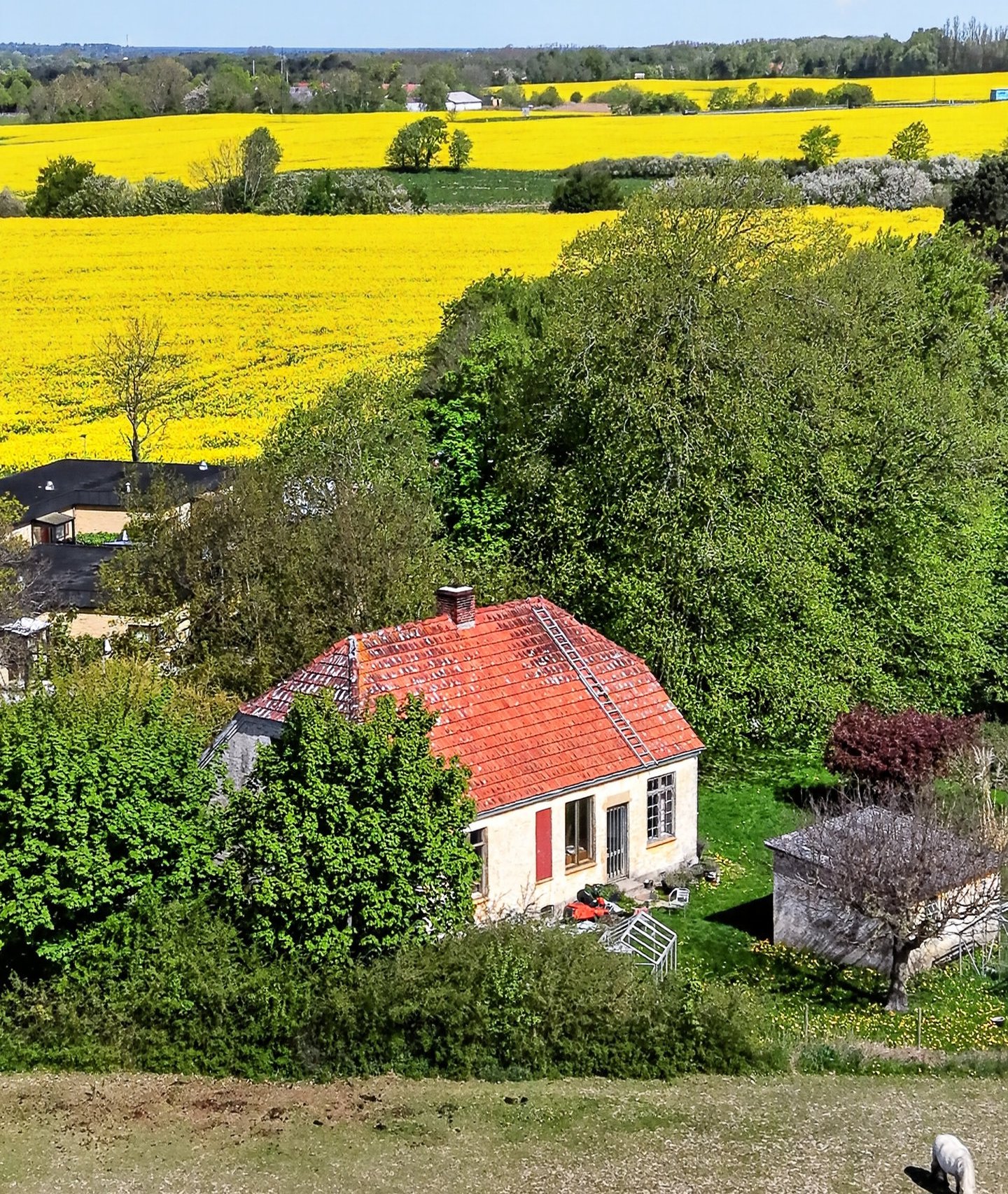 Fremhævet luftfoto billede i fuldskærmstilstand. Billede af Kirkevej 28, Svinninge, 4572 Nørre Asmindrup